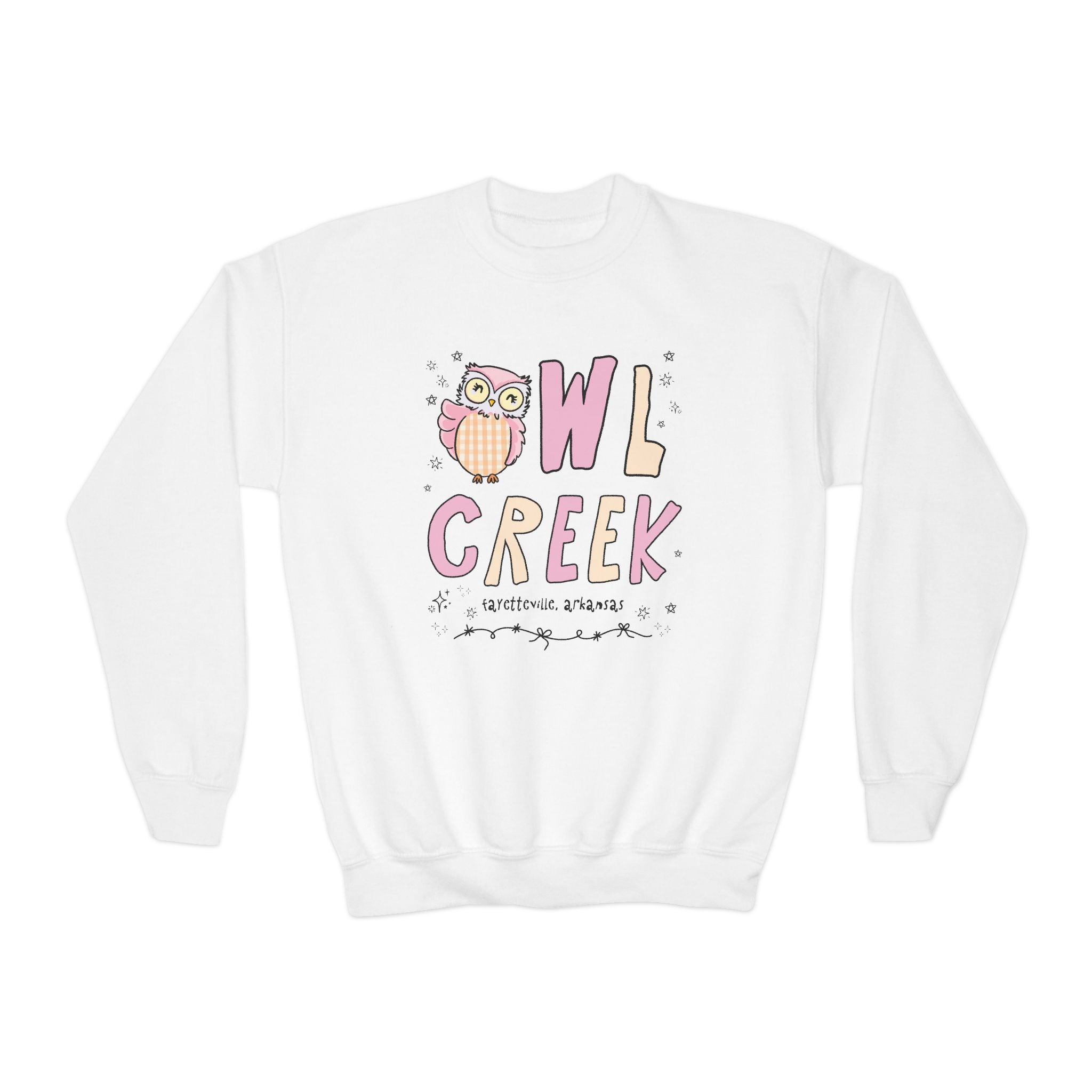 Owl Creek Kids Sweatshirt: Pink and Beige Letters - Opal and June
