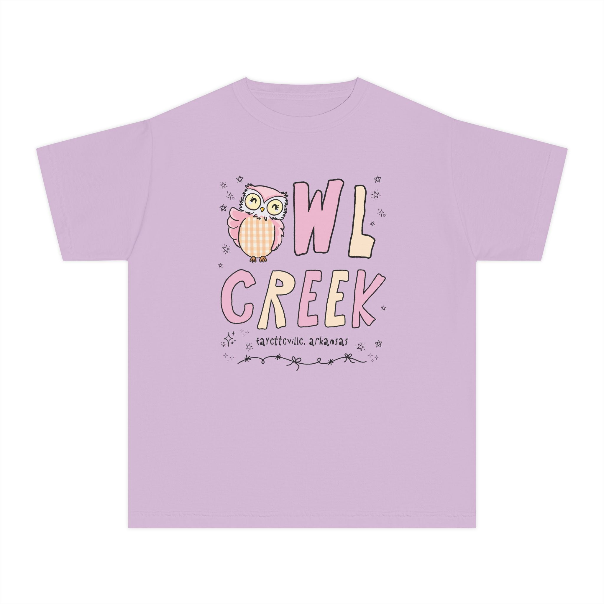 Owl Creek Kids Tee Shirt: Pink and Beige Letters - Opal and June