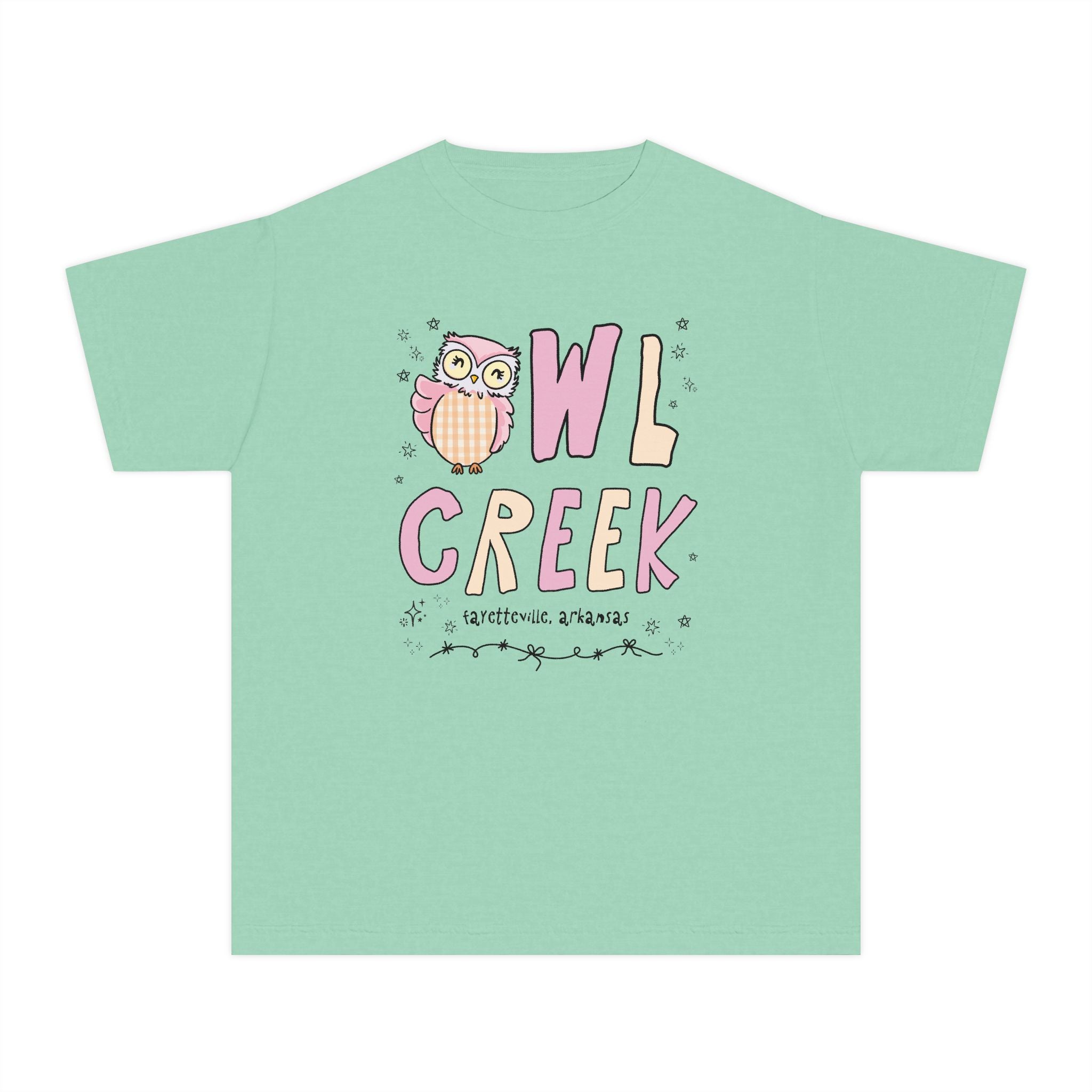 Owl Creek Kids Tee Shirt: Pink and Beige Letters - Opal and June