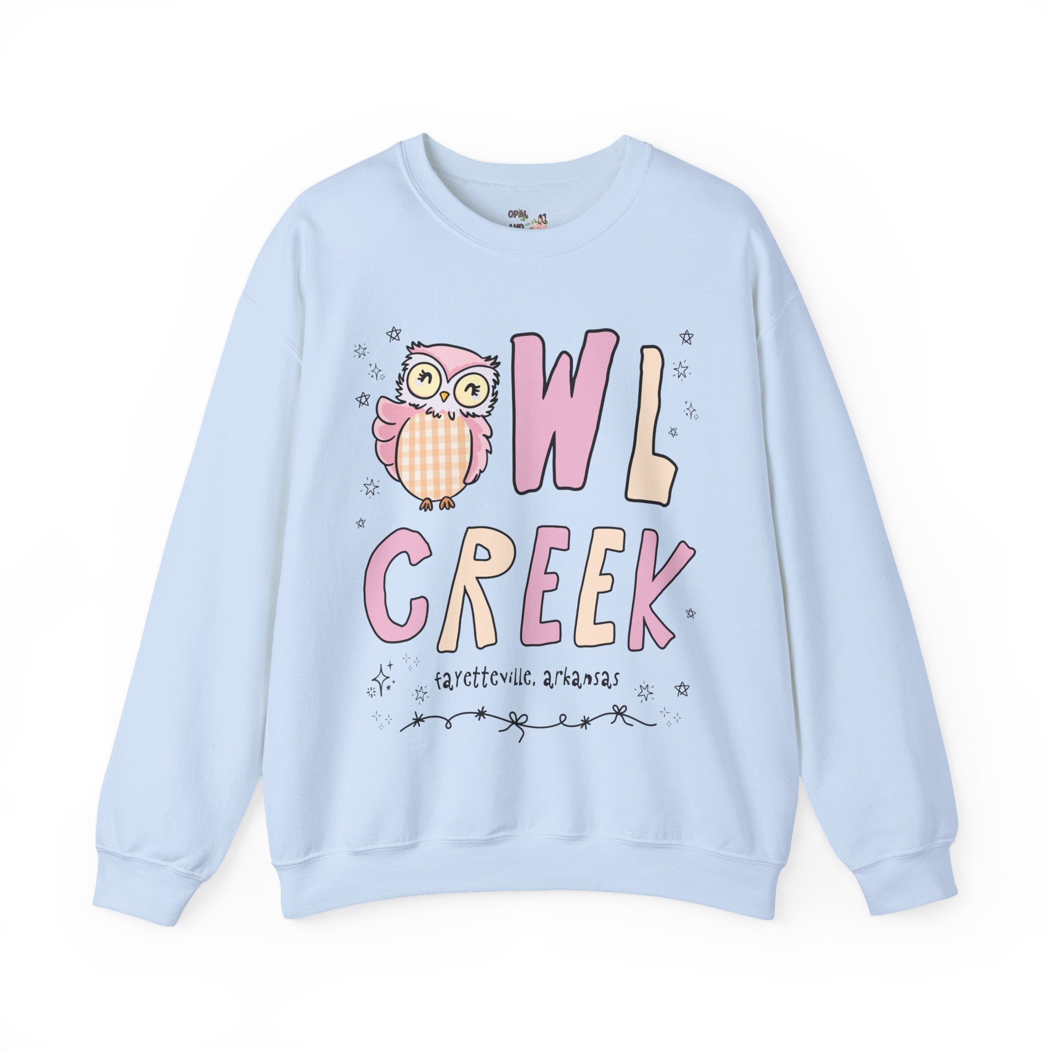 Owl Creek Sweatshirt: Pink and Beige Letters - Opal and June