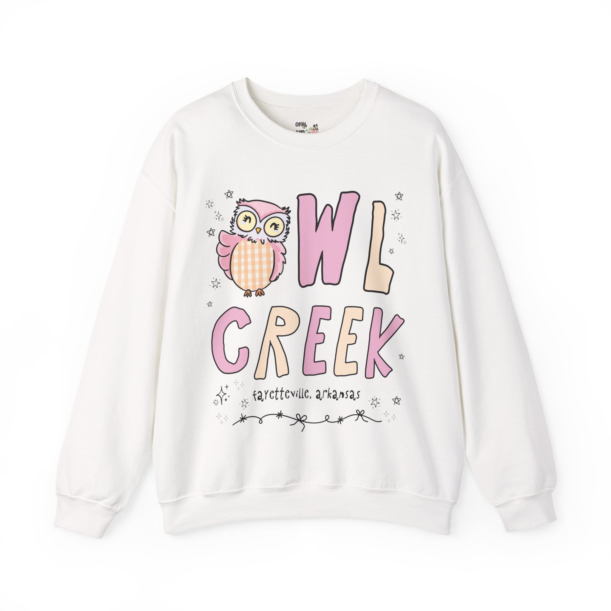 Owl Creek Sweatshirt: Pink and Beige Letters - Opal and June