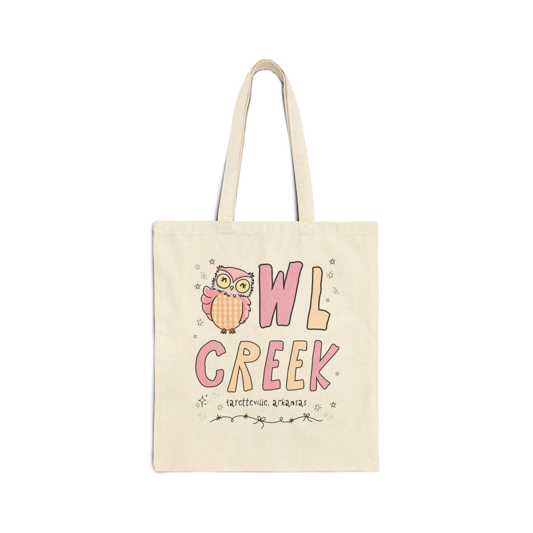 Owl Creek Tote Bag: Pink and Beige Letters - Opal and June