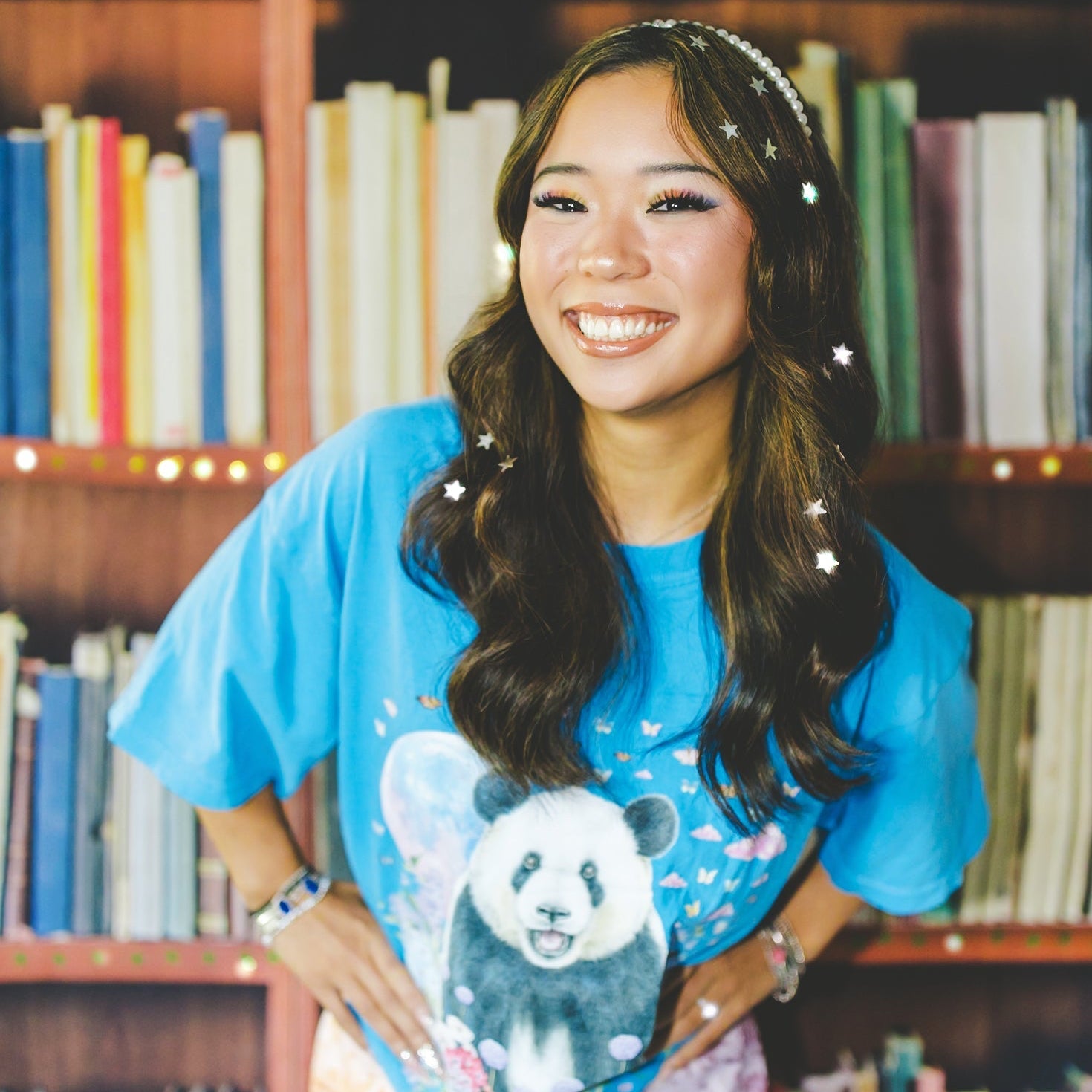 Panda Animal Lover Tee Shirt with Butterflies and Flowers - Opal and June