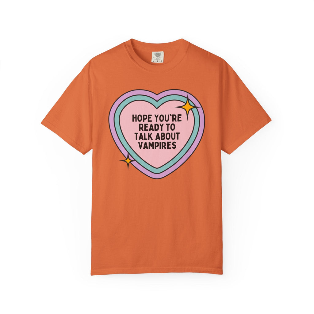 Paranormal Vampire Halloween Tee Shirt with Cute Rainbow Heart, Funny Saying Romance Reader T-Shirt for Bookworm Who Loves Vampire Novels - Opal and June