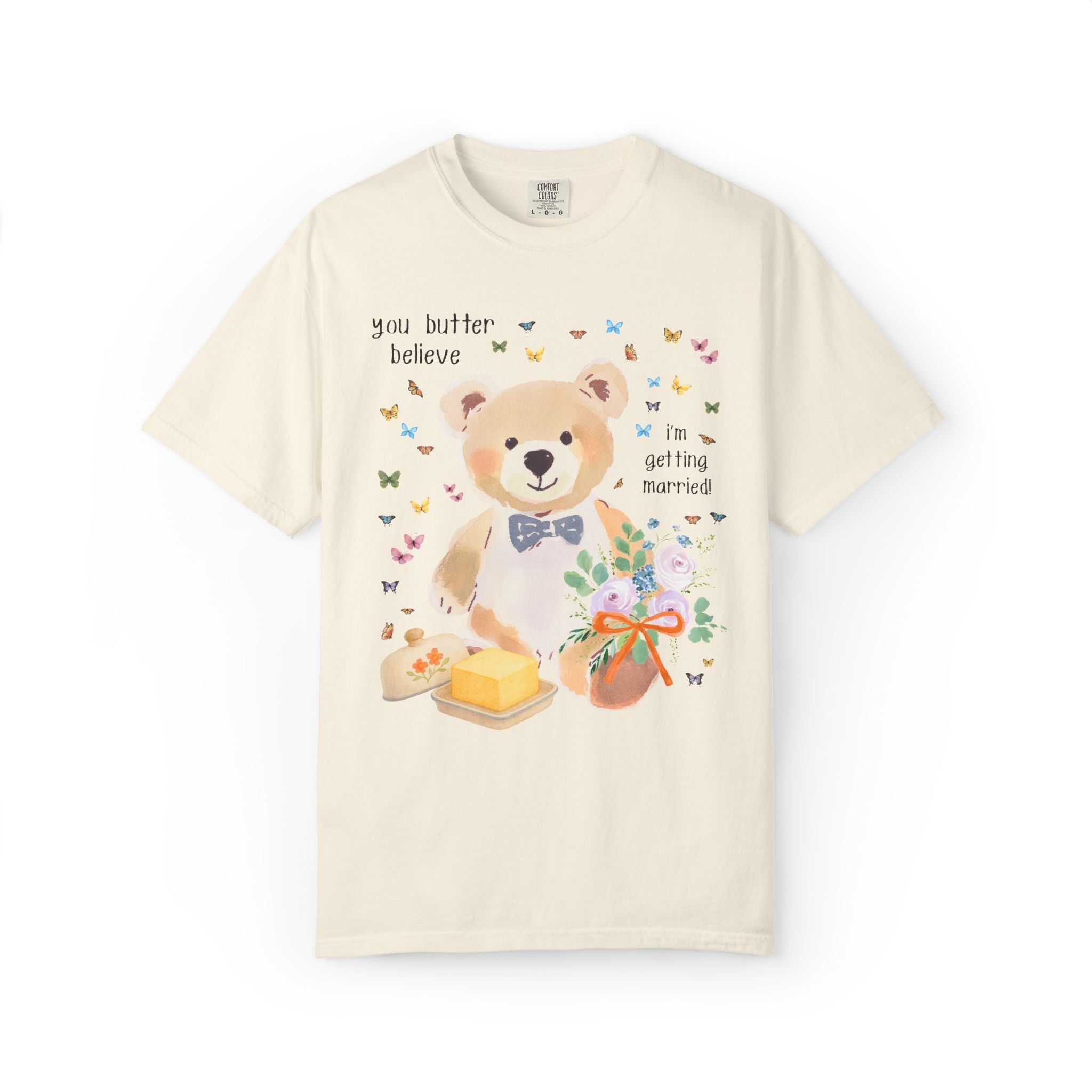 Pastel Bear Bachelorette Tee Shirt for Kitschy Bride, Dopamine Maximalist Animal Lover T-Shirt for Bridal Party, Newly Engaged Bride Tee - Opal and June