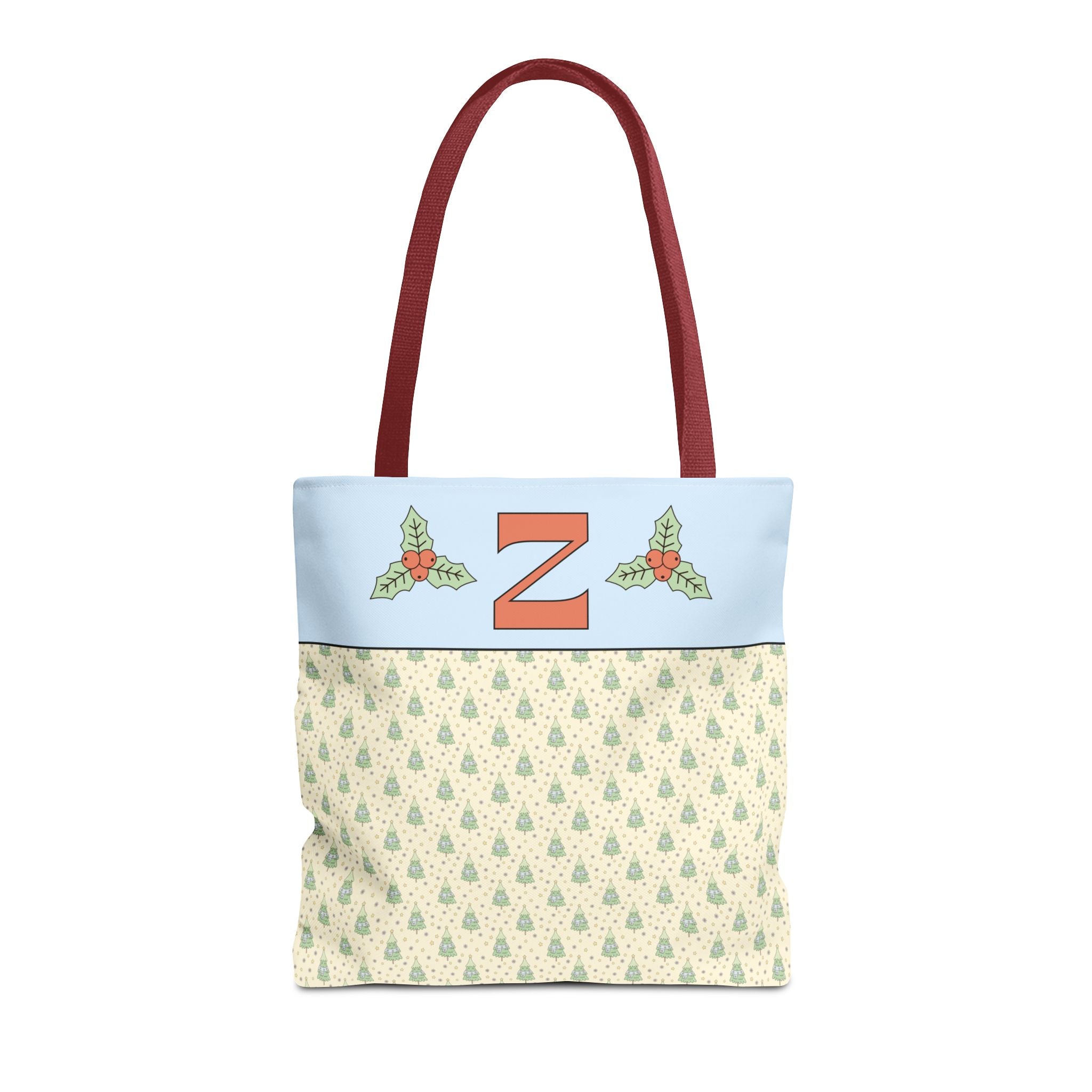 Pastel Christmas Tote Bag with Red Handles, Colorful Vintage Aesthetic Matching Tote Bags for Christmas, Cute Holiday Season Bag for Her: Z - Opal and June