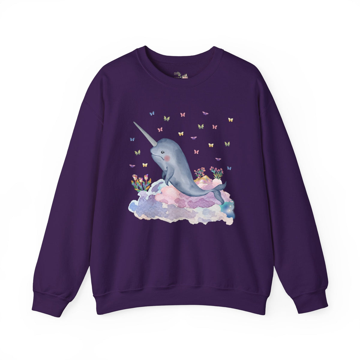 Pastel Narwhal Sweatshirt with Butterflies - Opal and June