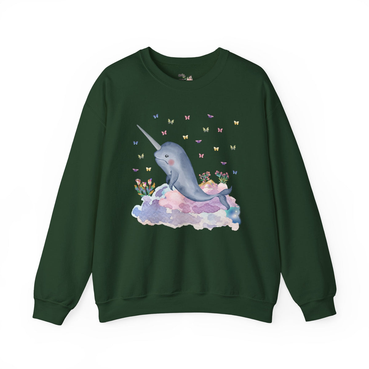 Pastel Narwhal Sweatshirt with Butterflies - Opal and June
