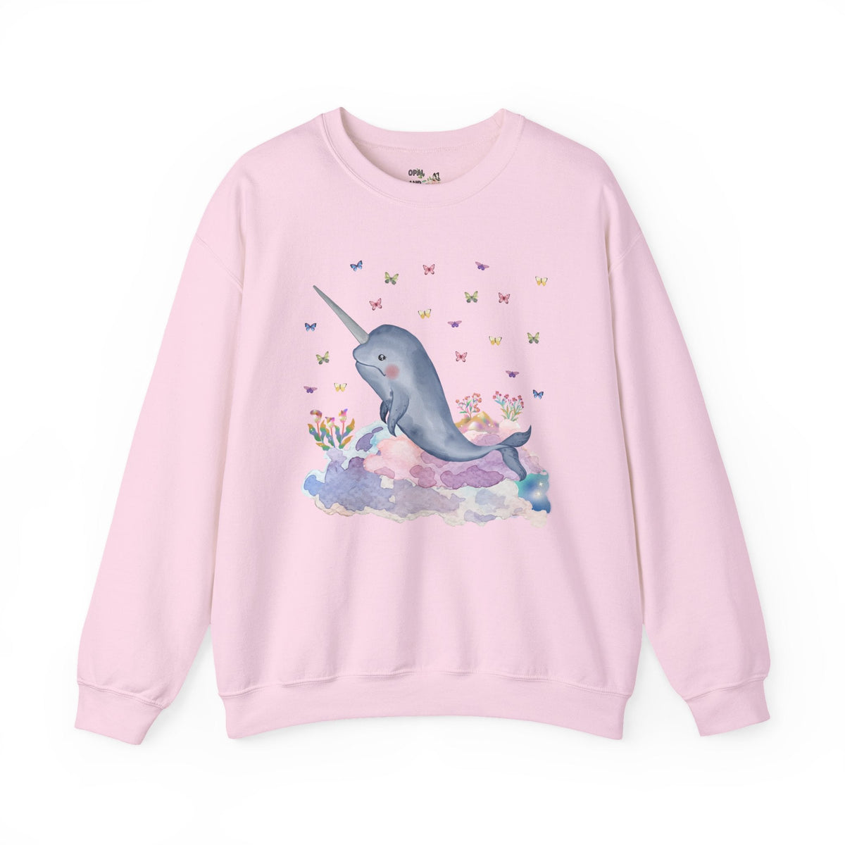 Pastel Narwhal Sweatshirt with Butterflies - Opal and June