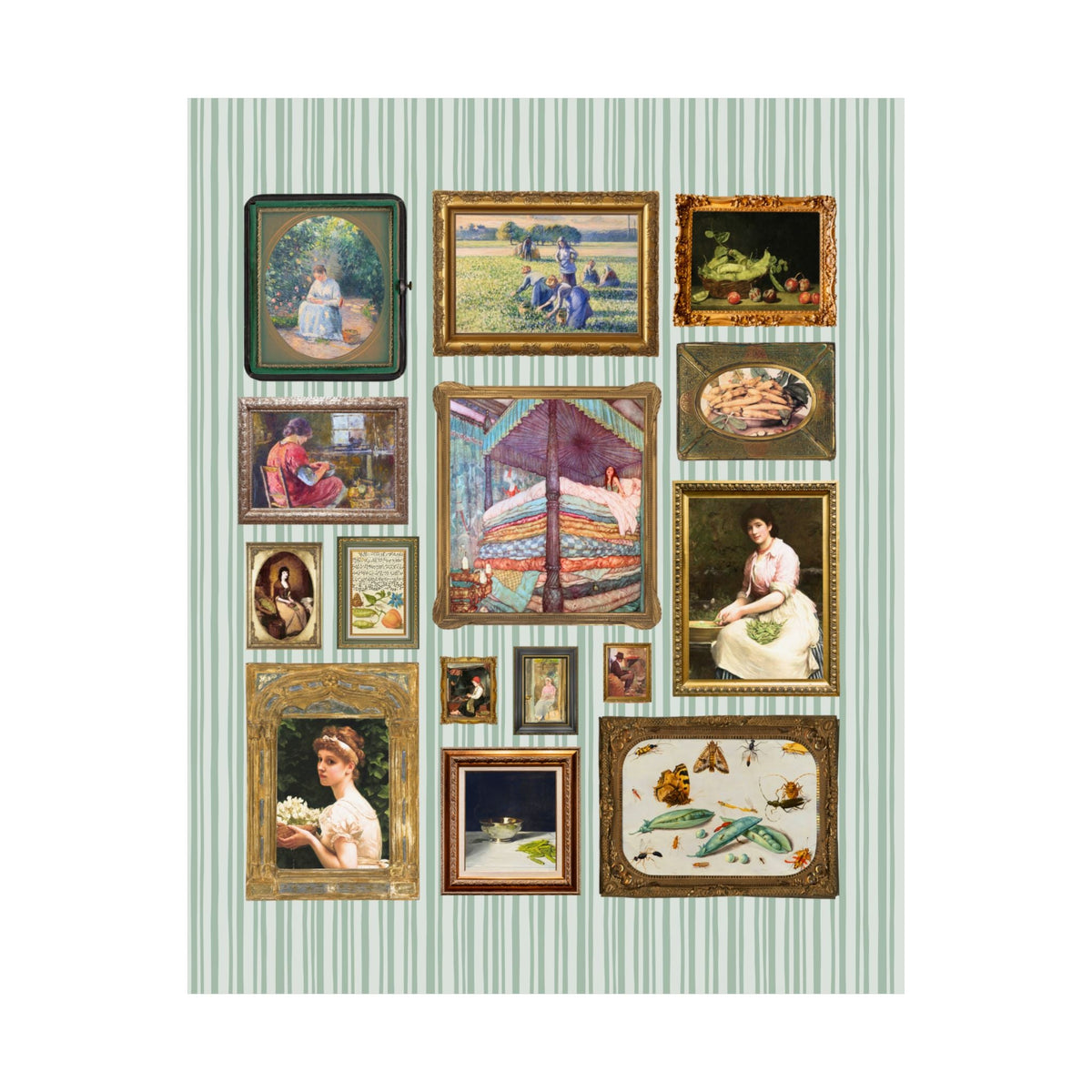 Pea Art History Poster Print: Famous Painting of Peas, Woman Shelling Peas, Still Life Painting of Peas and Flowers, Camille Pissarro Art - Opal and June