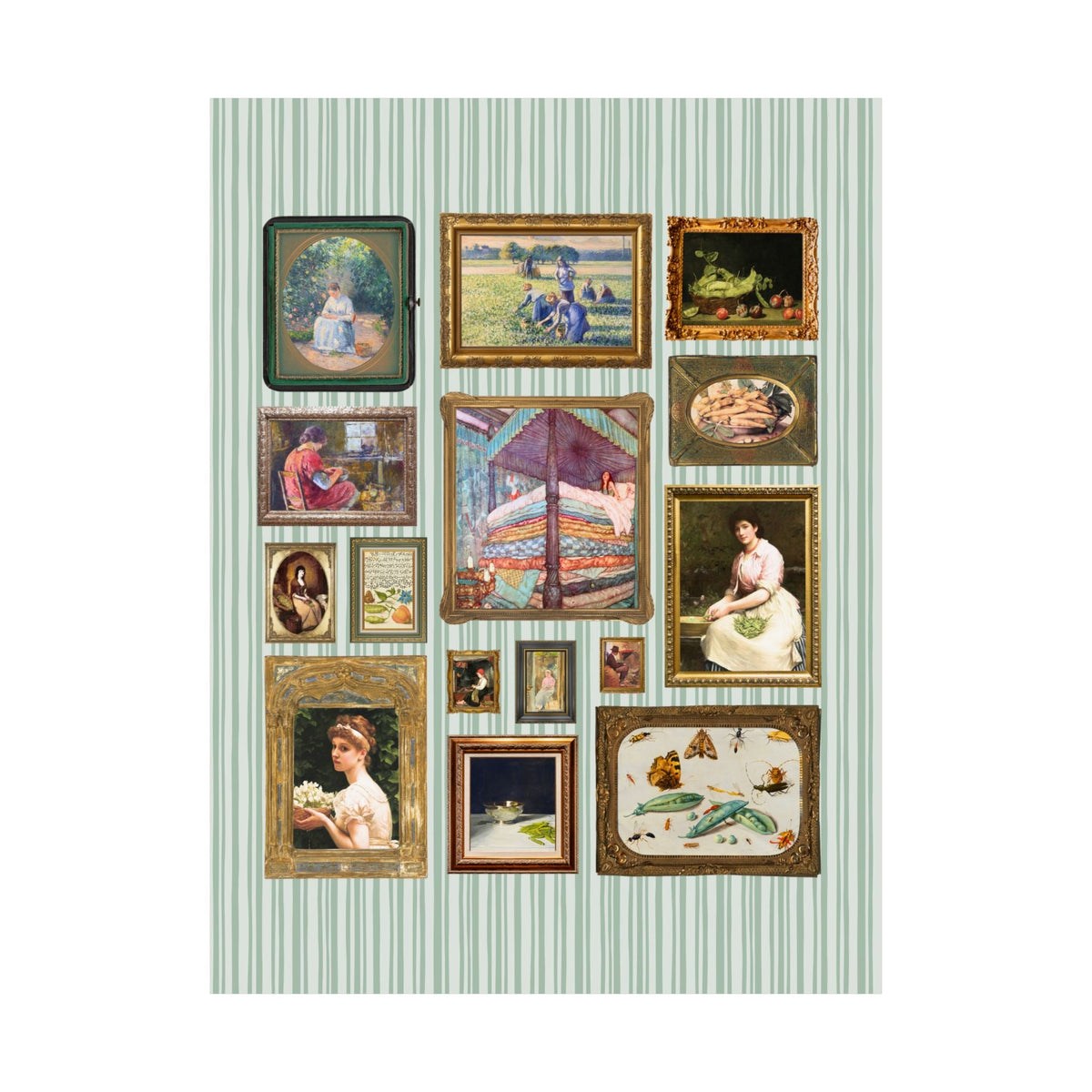 Pea Art History Poster Print: Famous Painting of Peas, Woman Shelling Peas, Still Life Painting of Peas and Flowers, Camille Pissarro Art - Opal and June