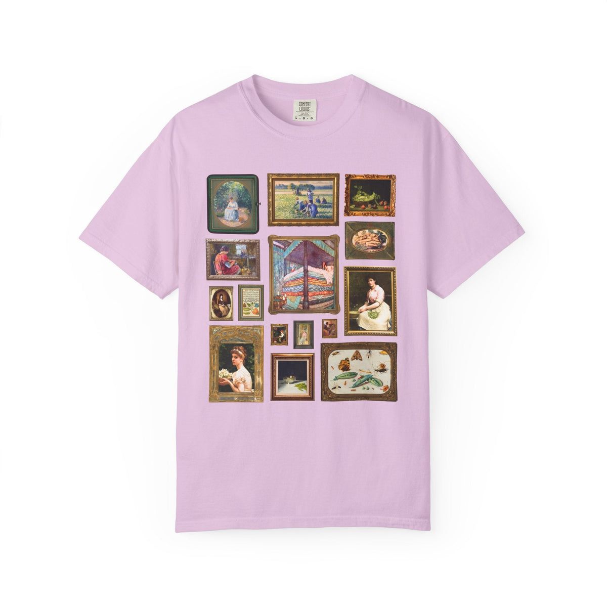 Pea Art History Tee Shirt: Famous Painting of Peas, Woman Shelling Peas, Still Life Painting of Peas and Flowers, Camille Pissarro Art - Opal and June