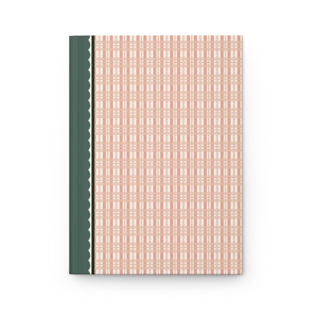 Peach Plaid Notebook with Hearts - Opal and June