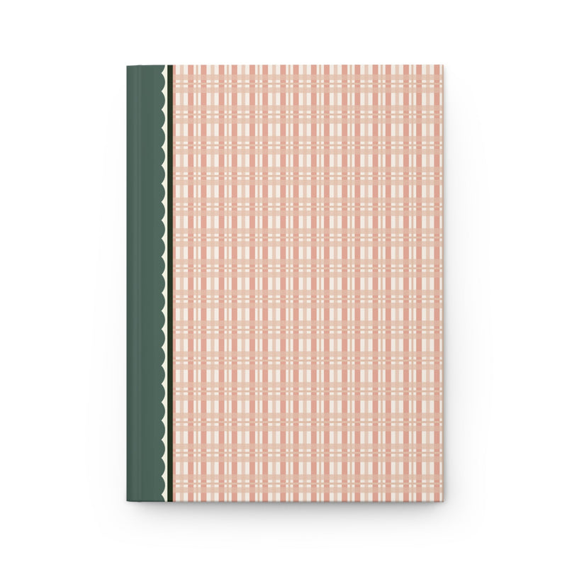 Peach Plaid Notebook with Hearts - Opal and June