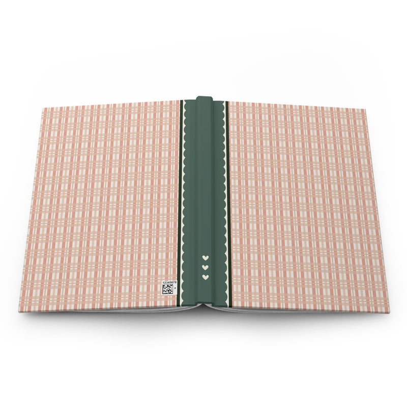 Peach Plaid Notebook with Hearts - Opal and June