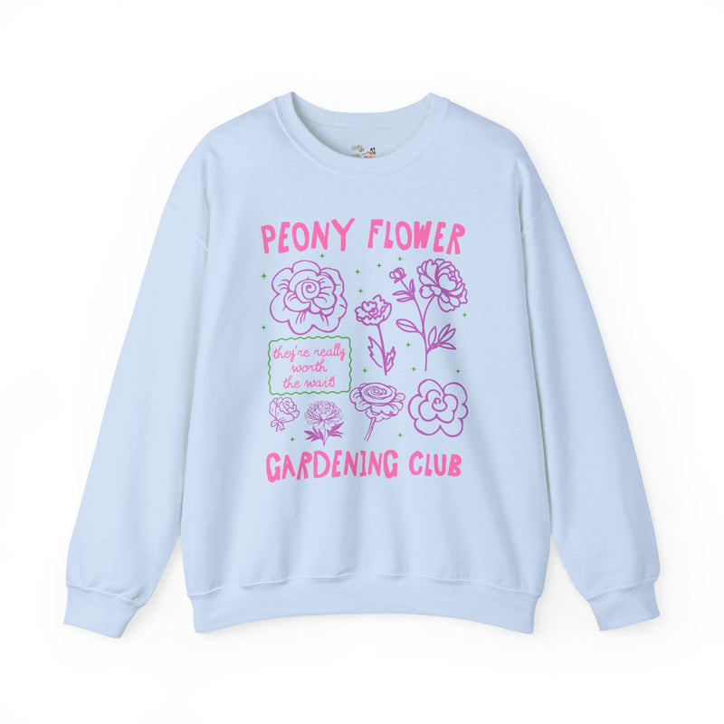 Peony Flower Gardening Club: Cute Gardening Sweatshirt for Mom Who Grows Peonies, Flower Farmer, Cut Flower Gardening Shirt for Gardener - Opal and June