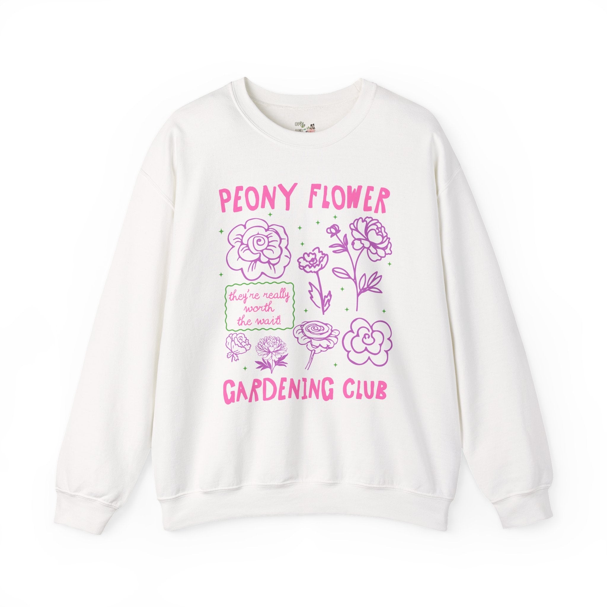 Peony Flower Gardening Club: Cute Gardening Sweatshirt for Mom Who Grows Peonies, Flower Farmer, Cut Flower Gardening Shirt for Gardener - Opal and June