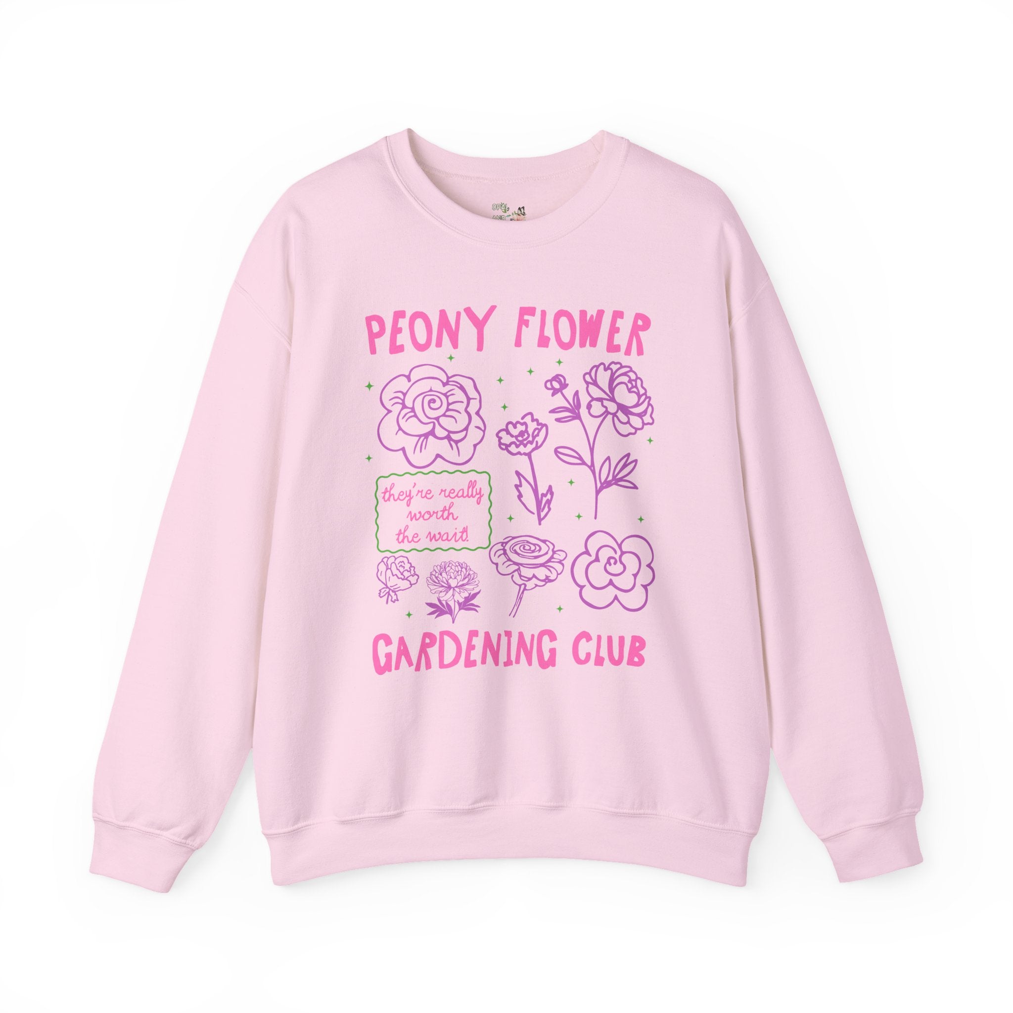 Peony Flower Gardening Club: Cute Gardening Sweatshirt for Mom Who Grows Peonies, Flower Farmer, Cut Flower Gardening Shirt for Gardener - Opal and June