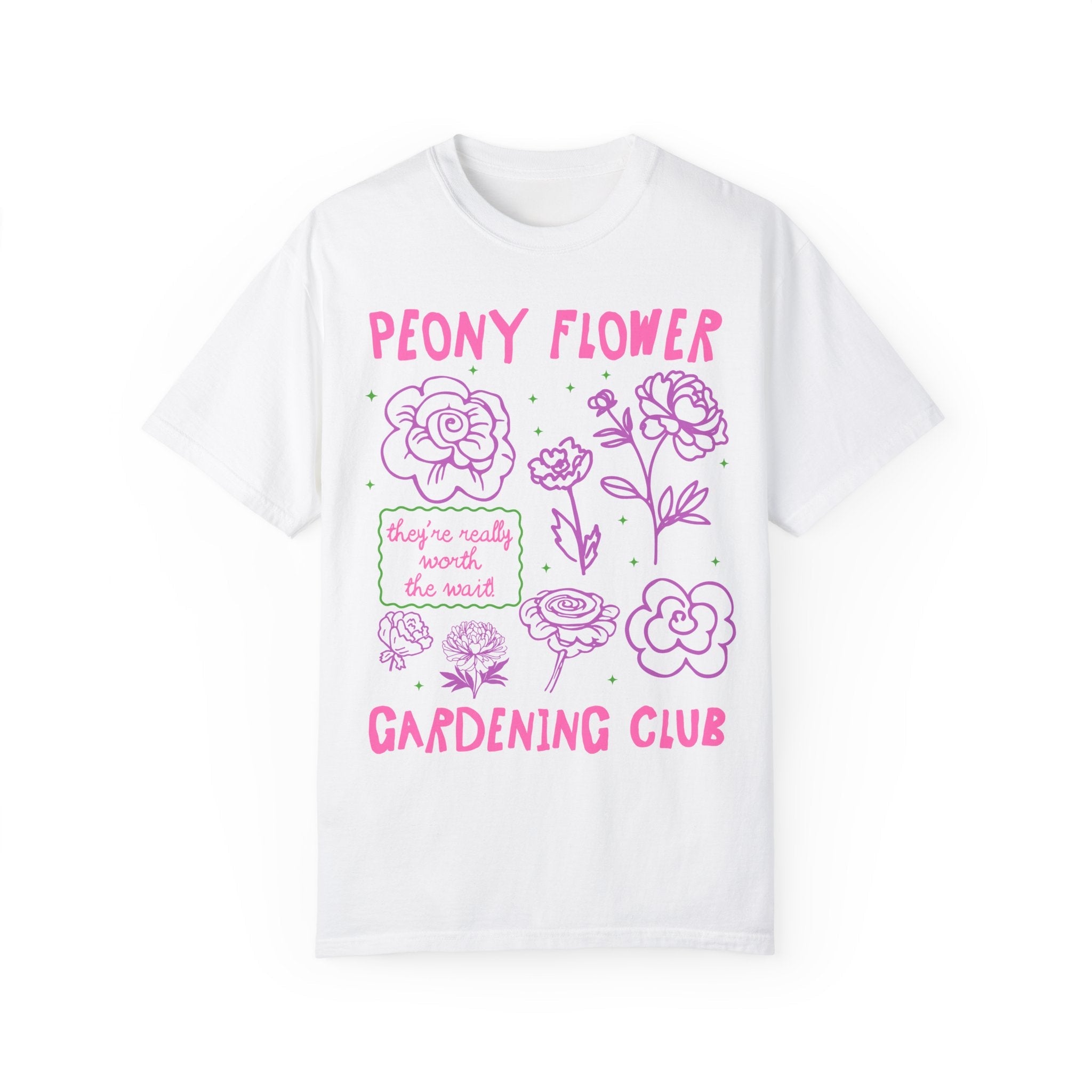 Peony Flower Gardening Club: Cute Gardening T-Shirt for Mom Who Grows Peonies, Flower Farmer Tee, Cut Flower Gardening Shirt for Gardener - Opal and June