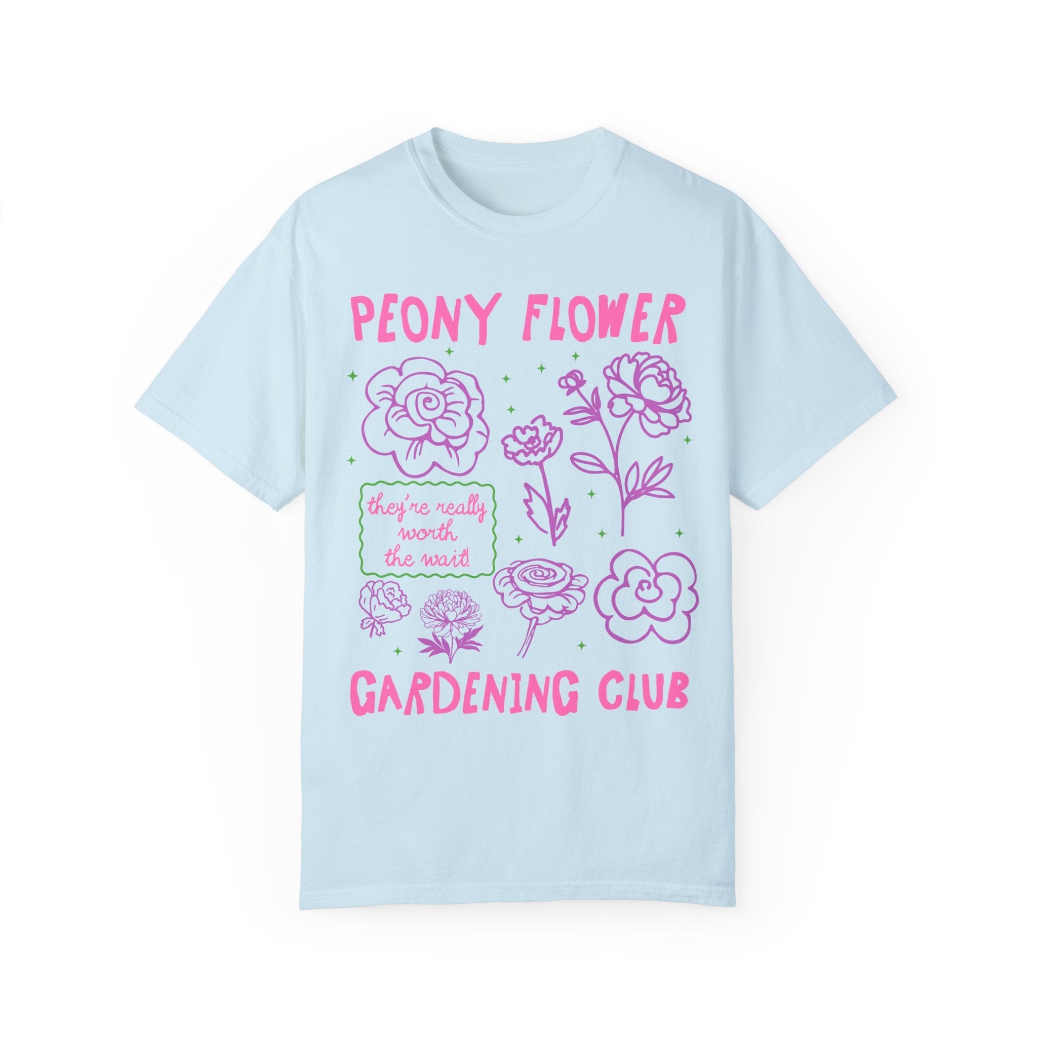 Peony Flower Gardening Club: Cute Gardening T-Shirt for Mom Who Grows Peonies, Flower Farmer Tee, Cut Flower Gardening Shirt for Gardener - Opal and June