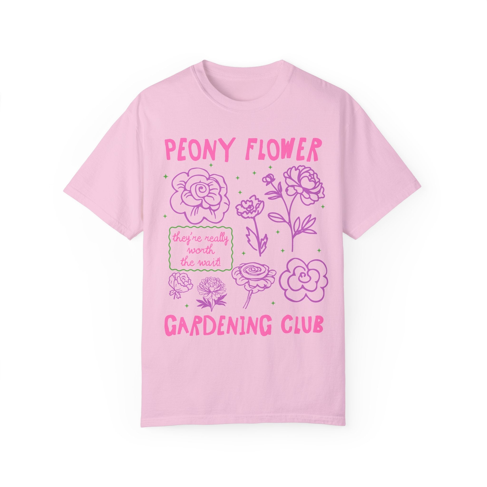 Peony Flower Gardening Club: Cute Gardening T-Shirt for Mom Who Grows Peonies, Flower Farmer Tee, Cut Flower Gardening Shirt for Gardener - Opal and June