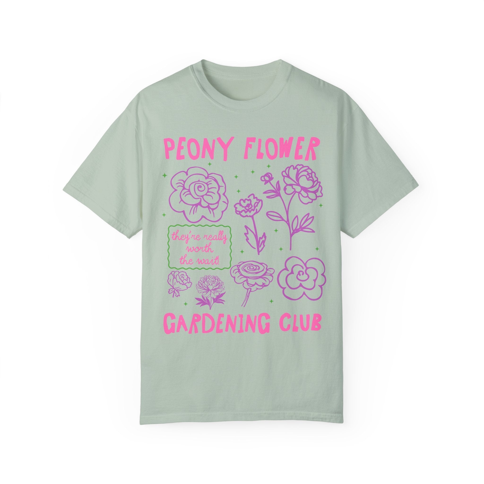 Peony Flower Gardening Club: Cute Gardening T-Shirt for Mom Who Grows Peonies, Flower Farmer Tee, Cut Flower Gardening Shirt for Gardener - Opal and June