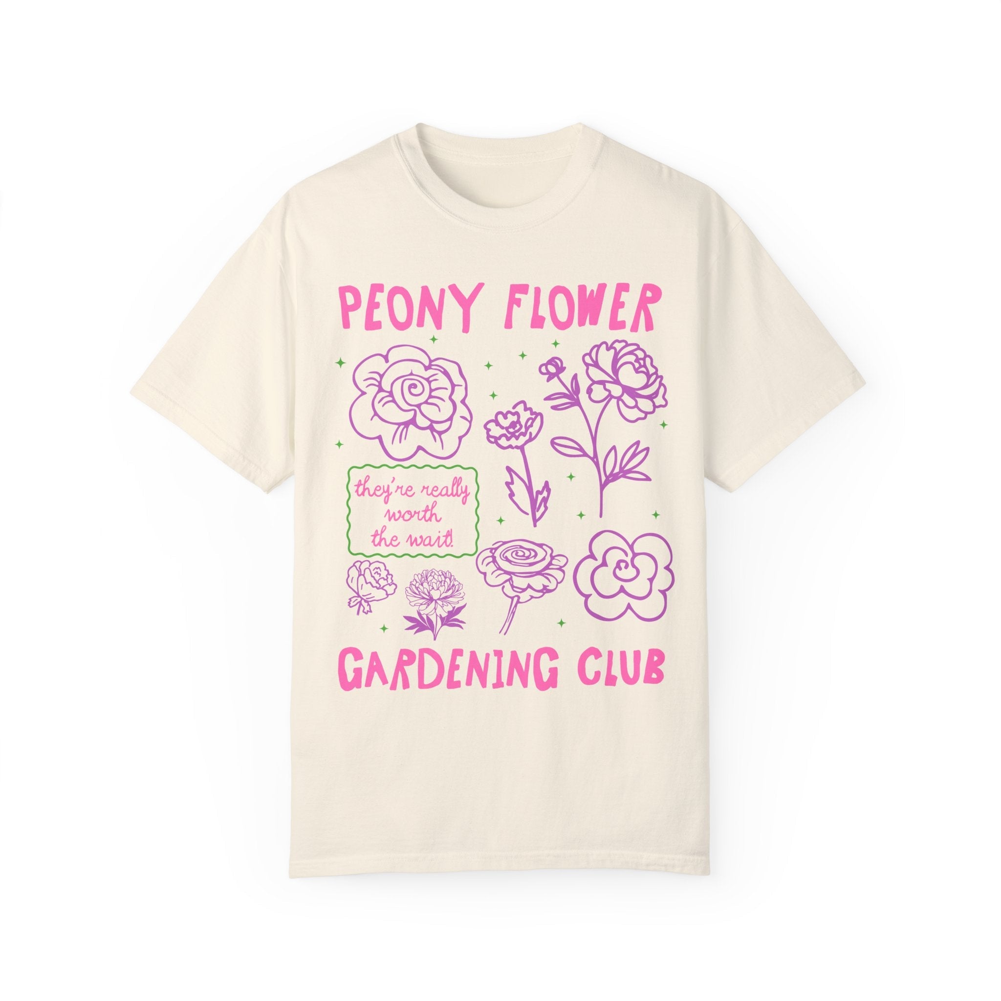 Peony Flower Gardening Club: Cute Gardening T-Shirt for Mom Who Grows Peonies, Flower Farmer Tee, Cut Flower Gardening Shirt for Gardener - Opal and June