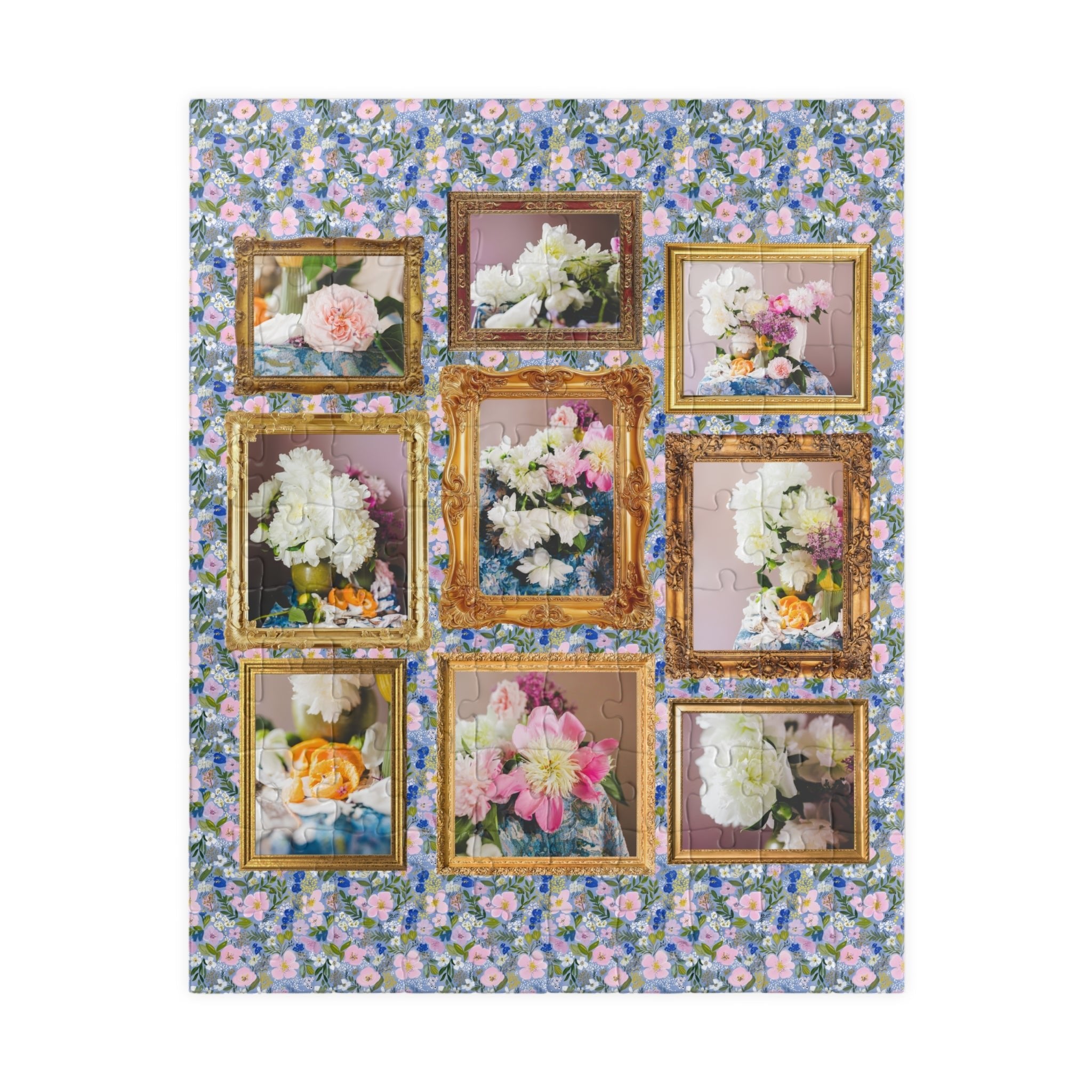 Peony Flower Lover Puzzle with Original Photos of White and Pink Peonies Grown in Arkansas, Cute Cottagecore Garden Lover Gift for Florist - Opal and June