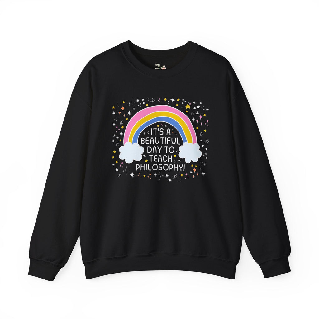 Philosophy Professor Sweatshirt with Stars, High School Philosophy Teacher Gift, Matching Teacher Shirt with Rainbow, Cute Back to School - Opal and June