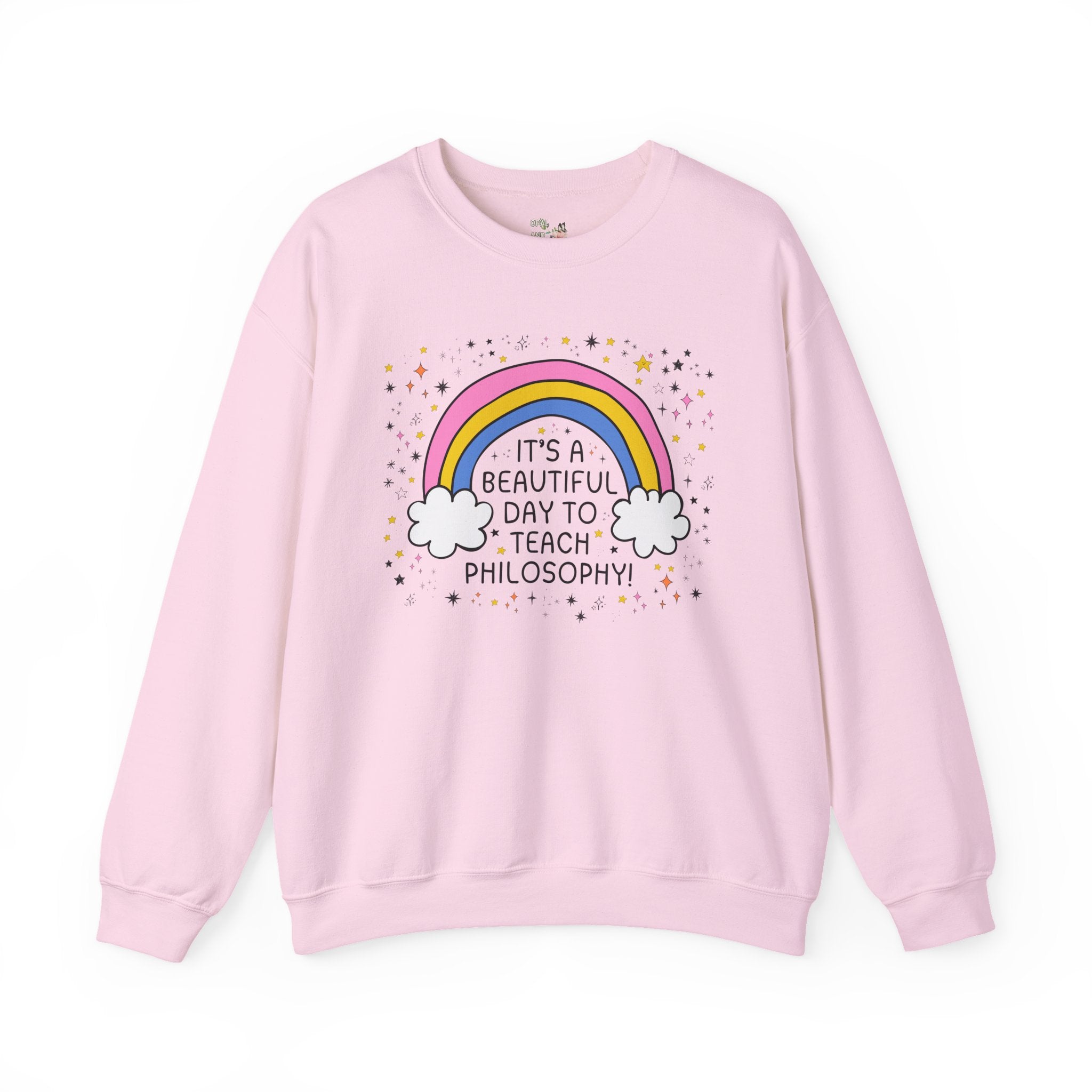 Philosophy Professor Sweatshirt with Stars, High School Philosophy Teacher Gift, Matching Teacher Shirt with Rainbow, Cute Back to School - Opal and June