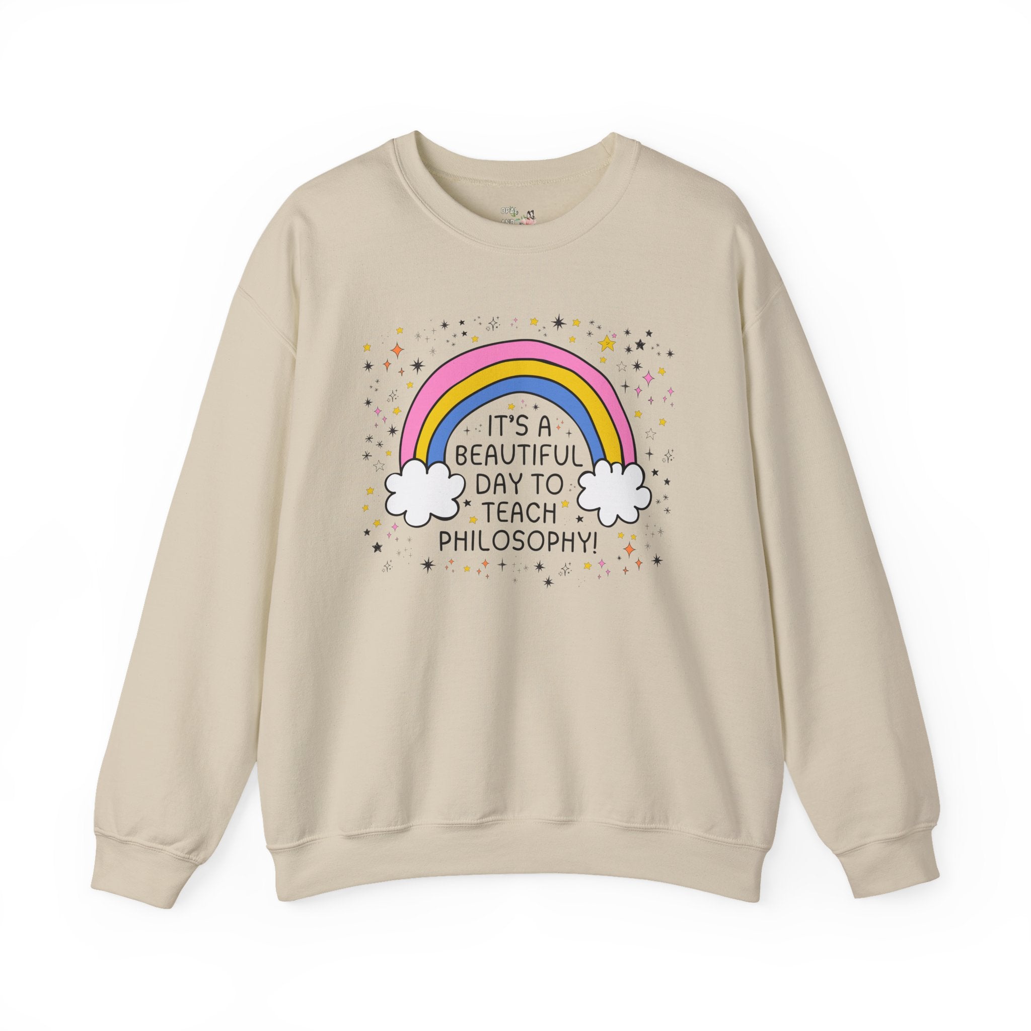 Philosophy Professor Sweatshirt with Stars, High School Philosophy Teacher Gift, Matching Teacher Shirt with Rainbow, Cute Back to School - Opal and June