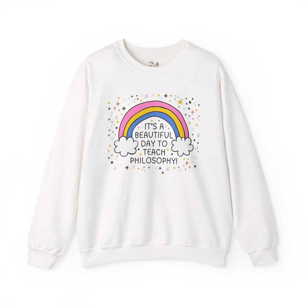 Philosophy Professor Sweatshirt with Stars, High School Philosophy Teacher Gift, Matching Teacher Shirt with Rainbow, Cute Back to School - Opal and June