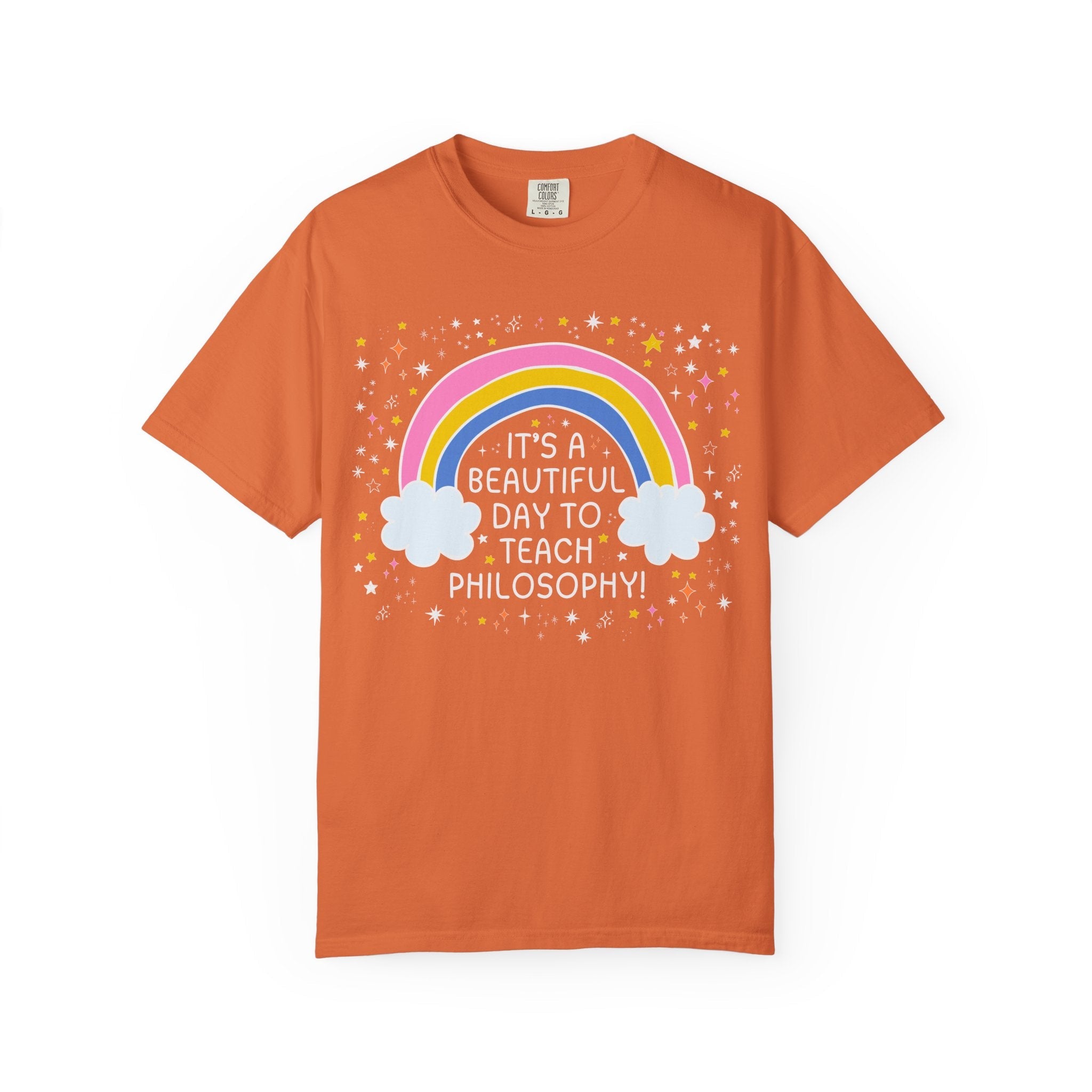 Philosophy Professor T-Shirt with Stars, High School Philosophy Teacher Gift, Matching Teacher Shirt with Rainbow, Cute Back to School Tee - Opal and June