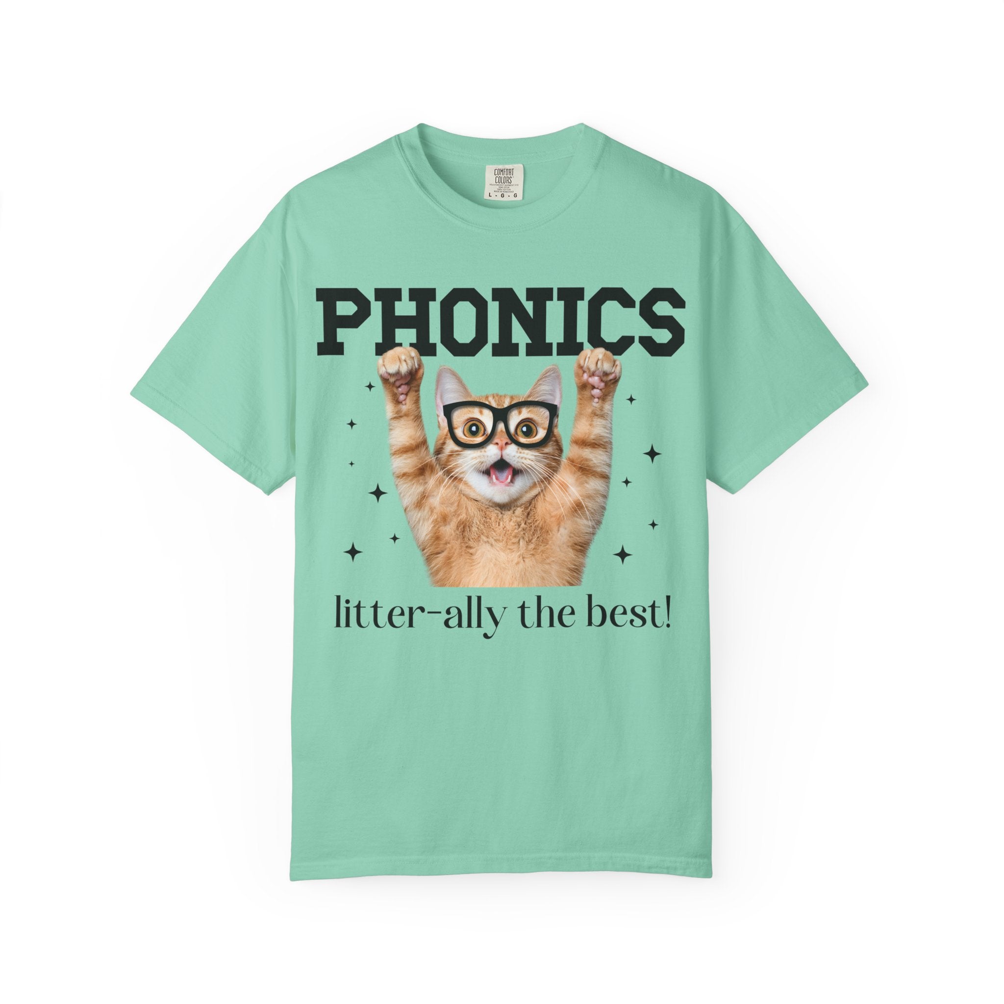 Phonics Teacher Cat Lover Tee Shirt for Back to School, Funny Saying Cat Mom or Cat Dad Gift, First Day of School Teacher Team Shirt - Opal and June