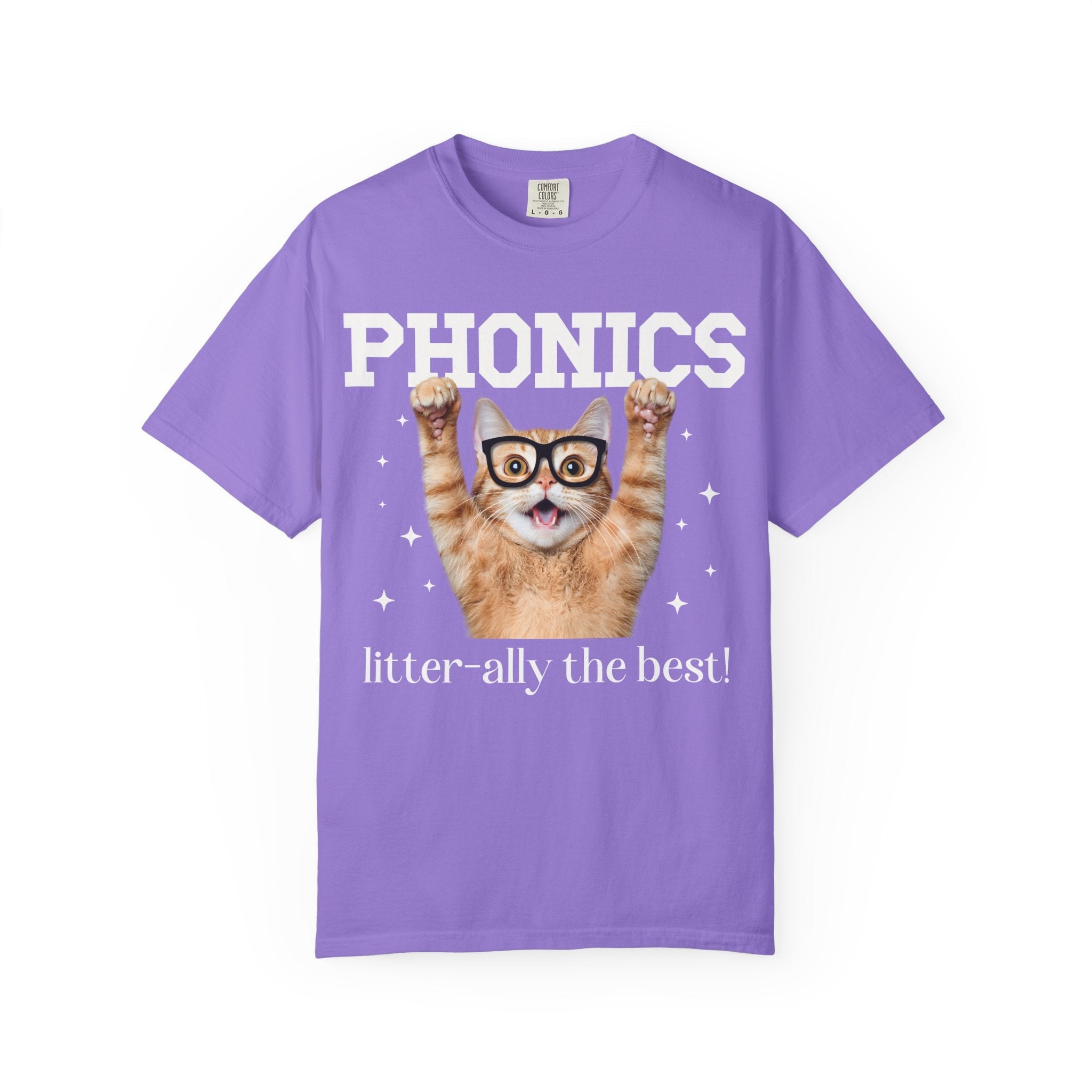 Phonics Teacher Cat Lover Tee Shirt for Back to School, Funny Saying Cat Mom or Cat Dad Gift, First Day of School Teacher Team Shirt - Opal and June