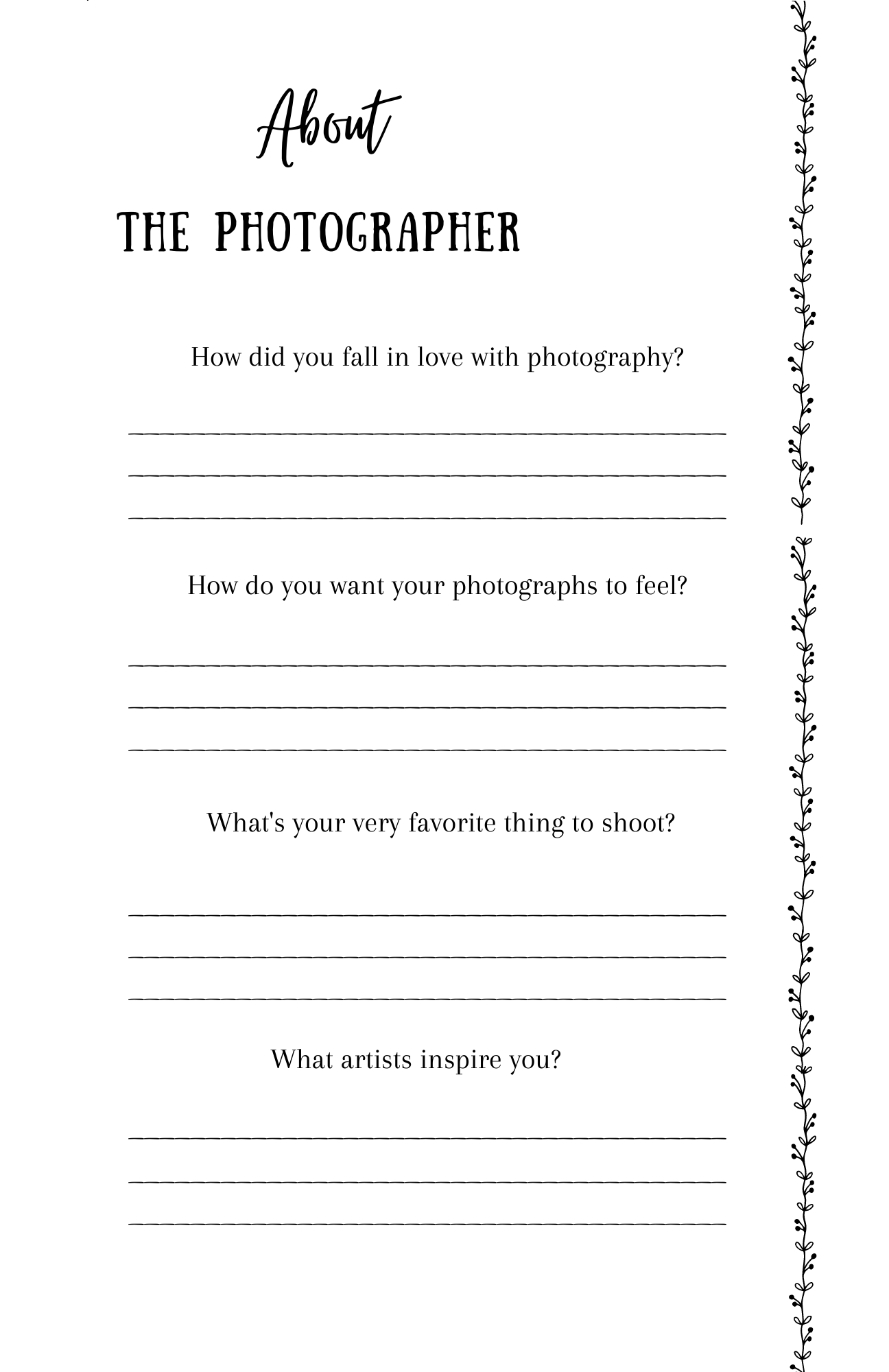 Photoshoot Checklists: Hardback - Opal and June