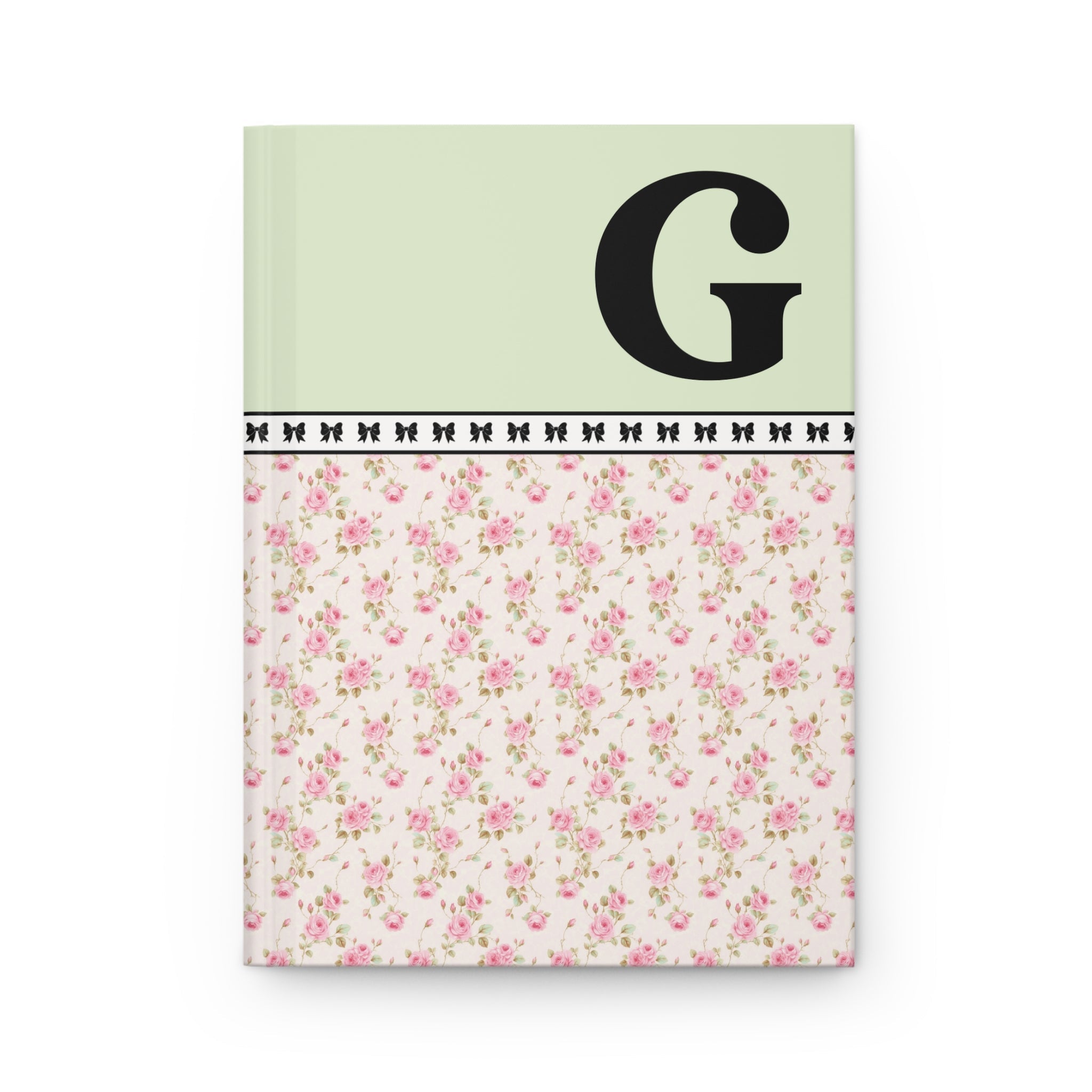 Pink Floral Notebook with Initial and Bows: G - Opal and June