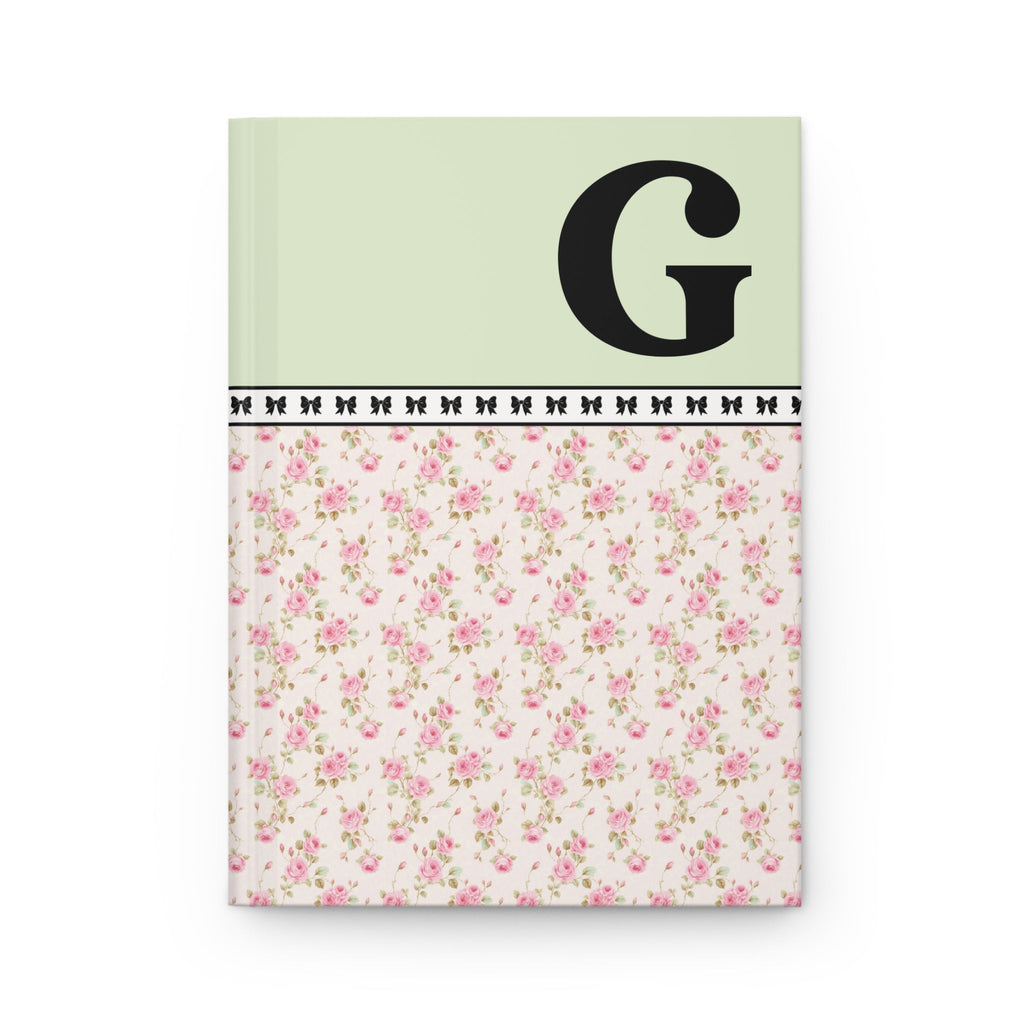 Pink Floral Notebook with Initial and Bows: G - Opal and June