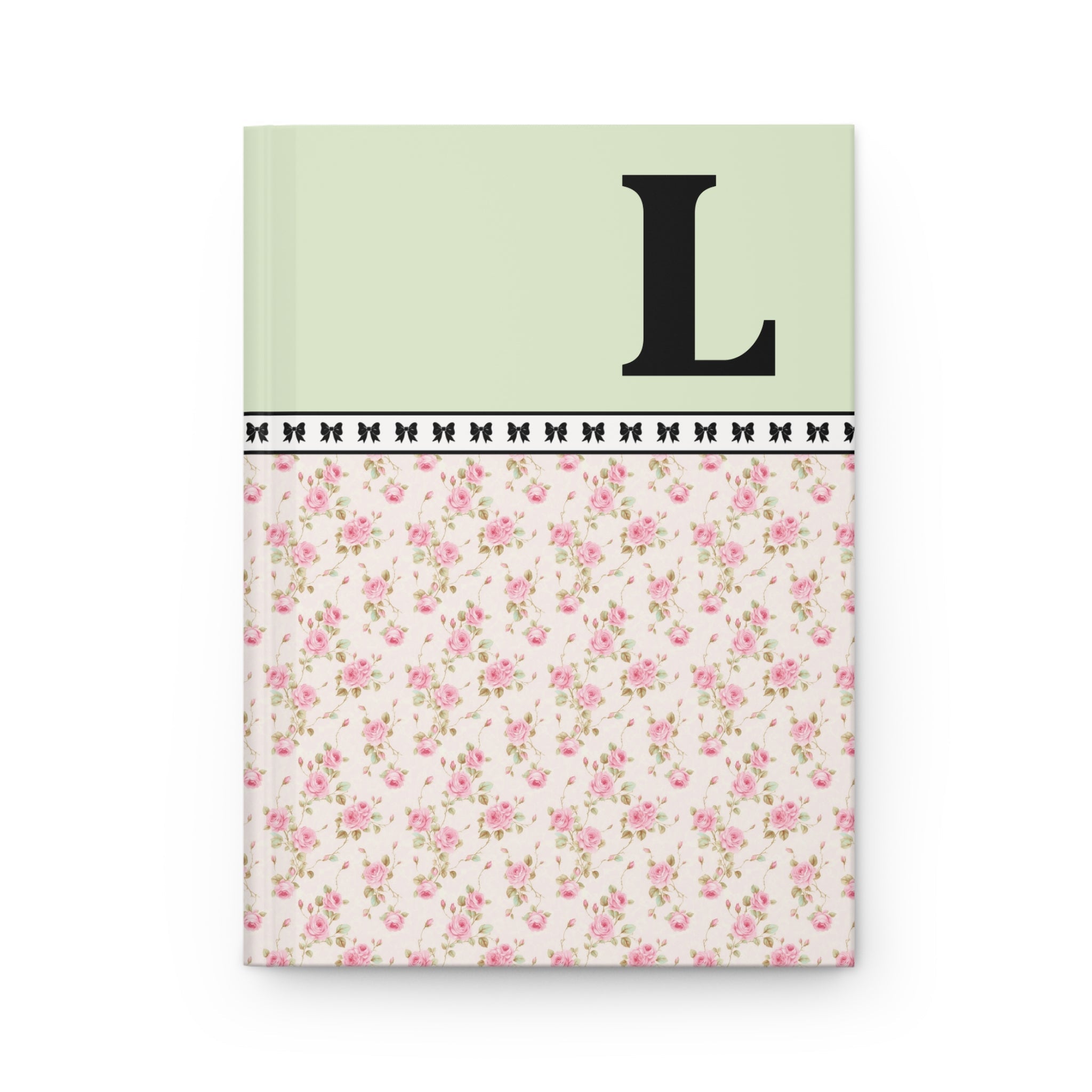 Pink Floral Notebook with Initial and Bows: L - Opal and June