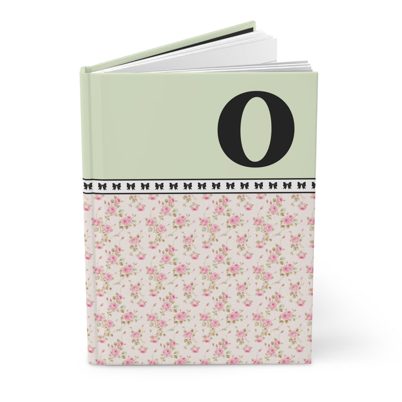 Pink Floral Notebook with Initial and Bows: O - Opal and June