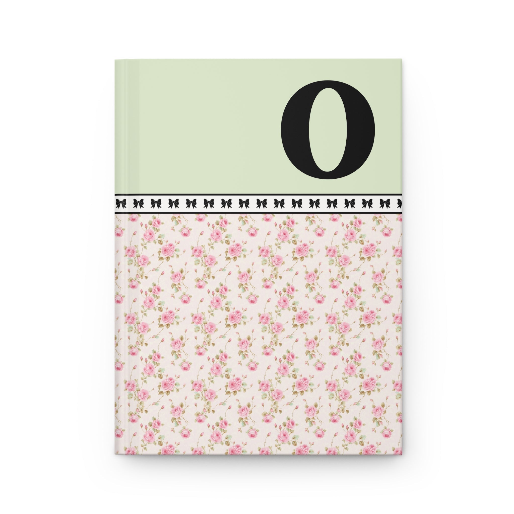 Pink Floral Notebook with Initial and Bows: O - Opal and June