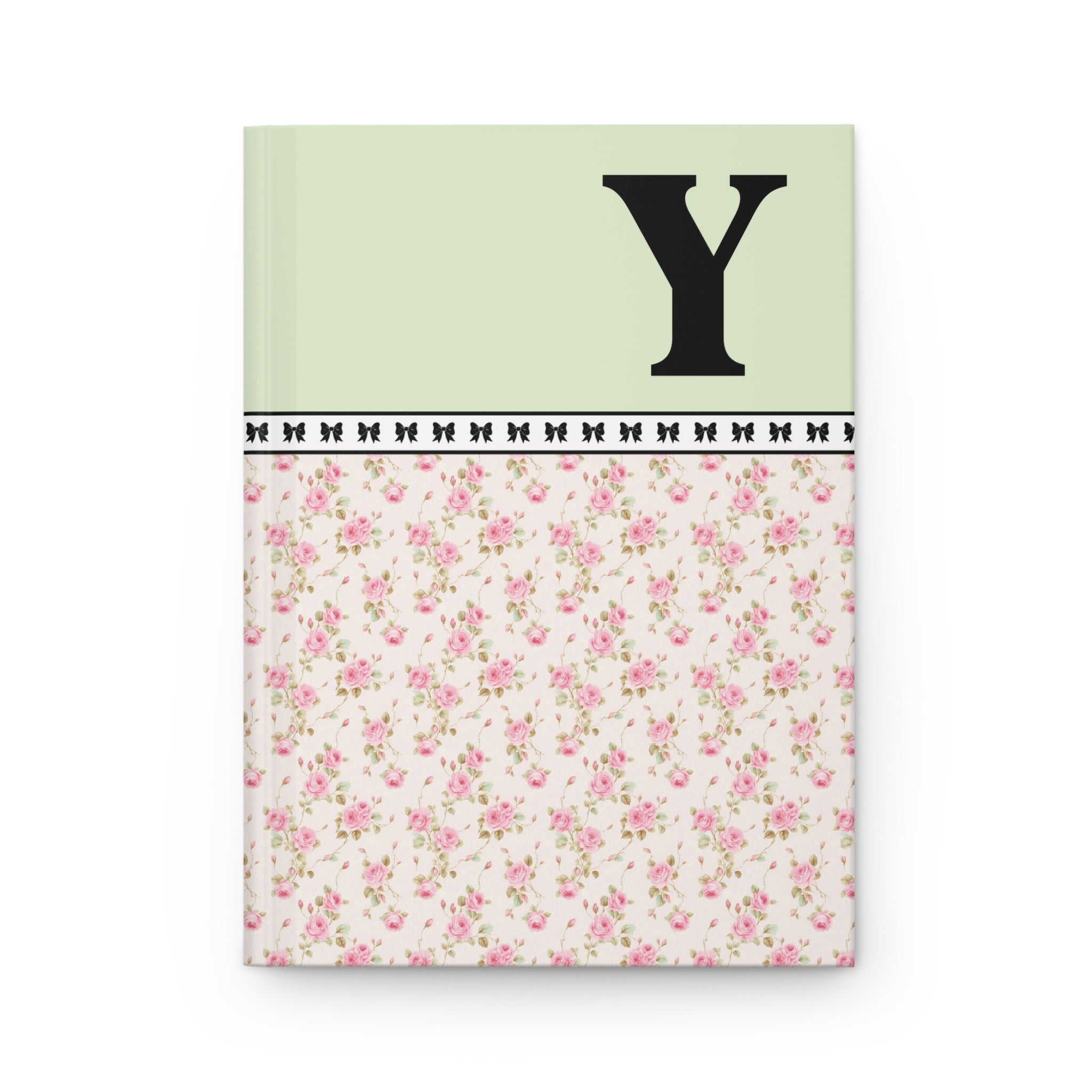 Pink Floral Notebook with Initial and Bows: Y - Opal and June