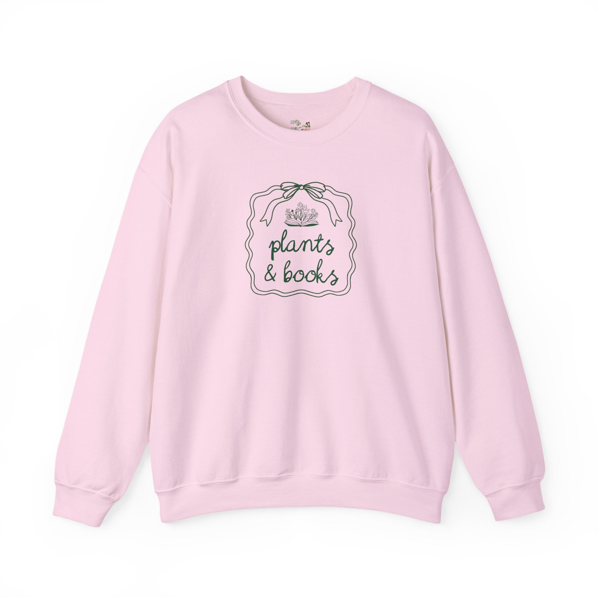 Plants and Books Sweatshirt for Bookworm Who Loves Growing Flowers or Plants, Cute Book Lover Gift with Doodle, Cozy Bookish Gift for Reader - Opal and June