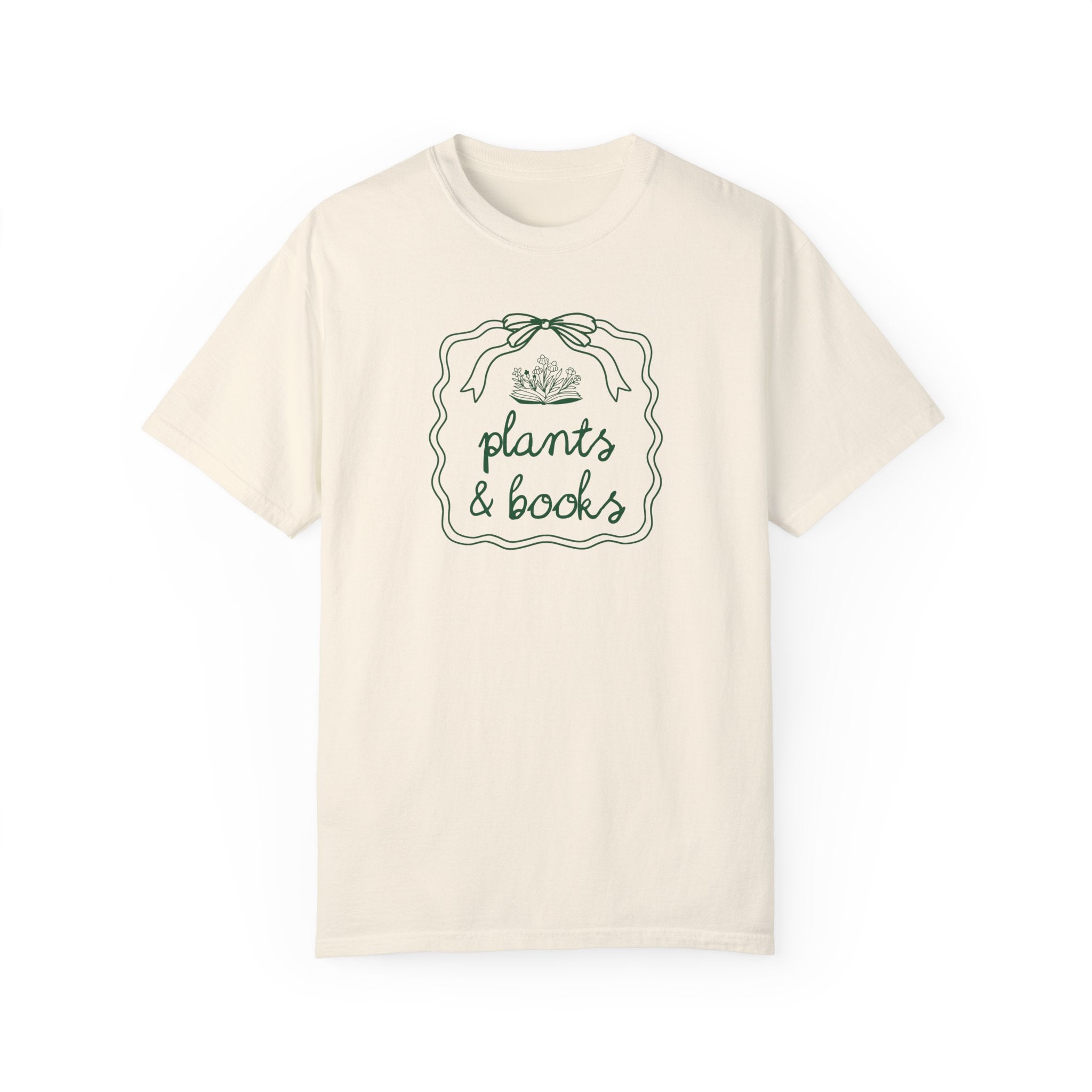 Plants and Books Tee Shirt for Bookworm Who Loves Growing Flowers or Plants, Cute Book Lover Shirt with Doodle, Cozy Bookish Gift for Reader - Opal and June