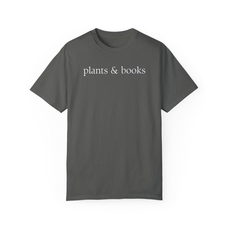 Plants and Books Tee Shirt for Bookworm Who Loves Growing Flowers or Plants, Minimalist Book Lover Shirt, Cozy Bookish Present for Reader - Opal and June