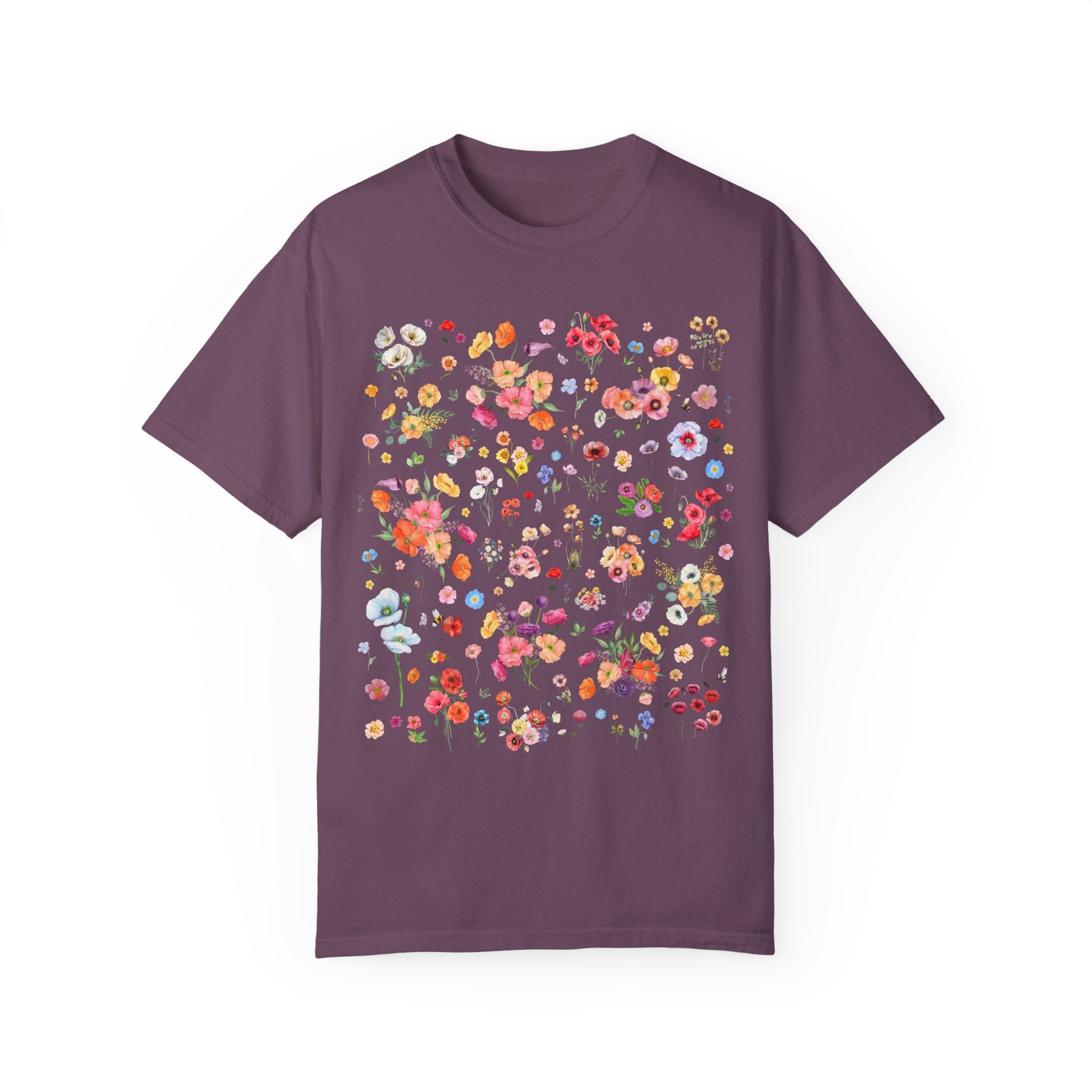 Poppy Flower Tee Shirt for Mom Who Gardens or Wedding Florist Who Loves Poppies, Cute Boho Gardening T-Shirt, Cut Flower Farmer or Gardener - Opal and June