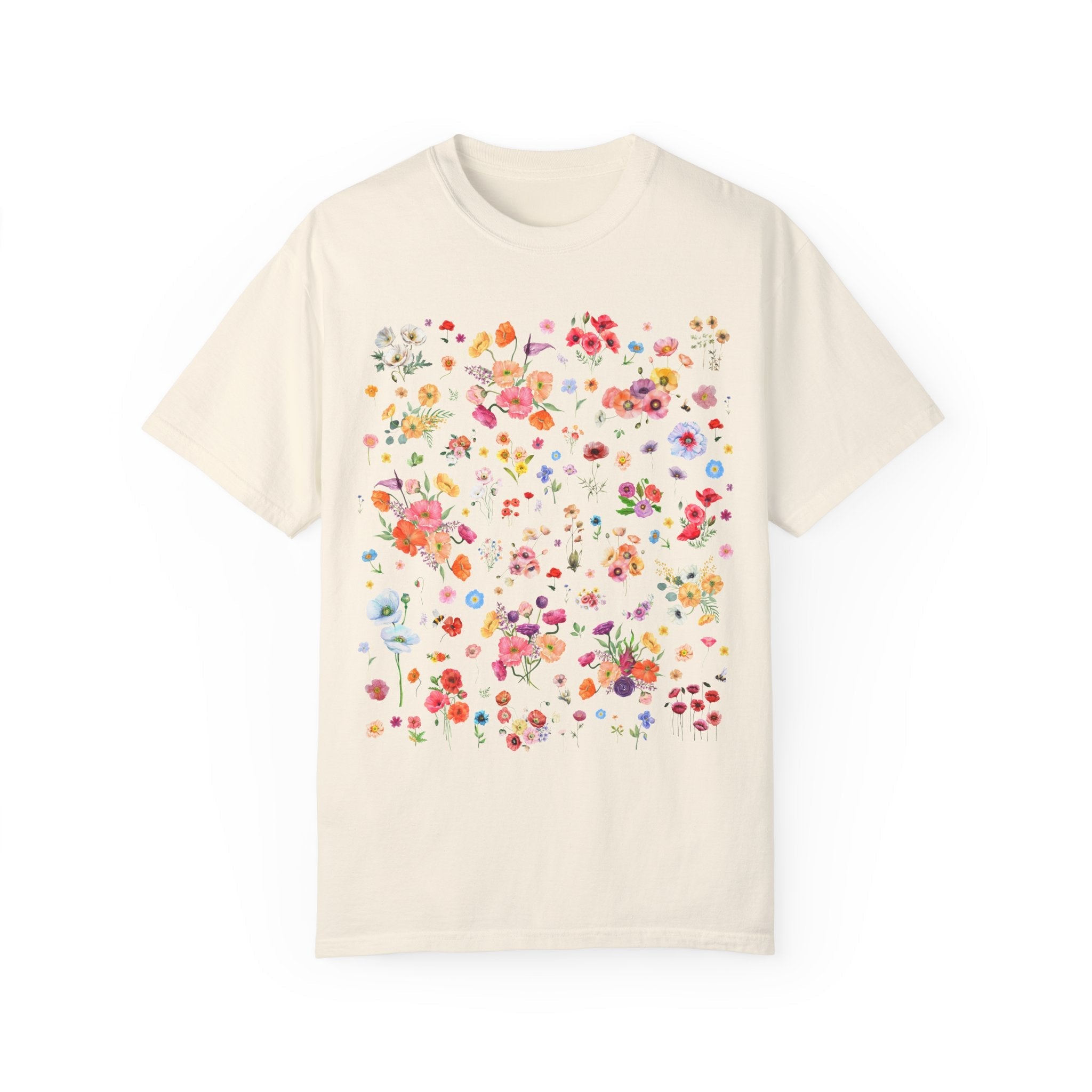Poppy Flower Tee Shirt for Mom Who Gardens or Wedding Florist Who Loves Poppies, Cute Boho Gardening T-Shirt, Cut Flower Farmer or Gardener - Opal and June