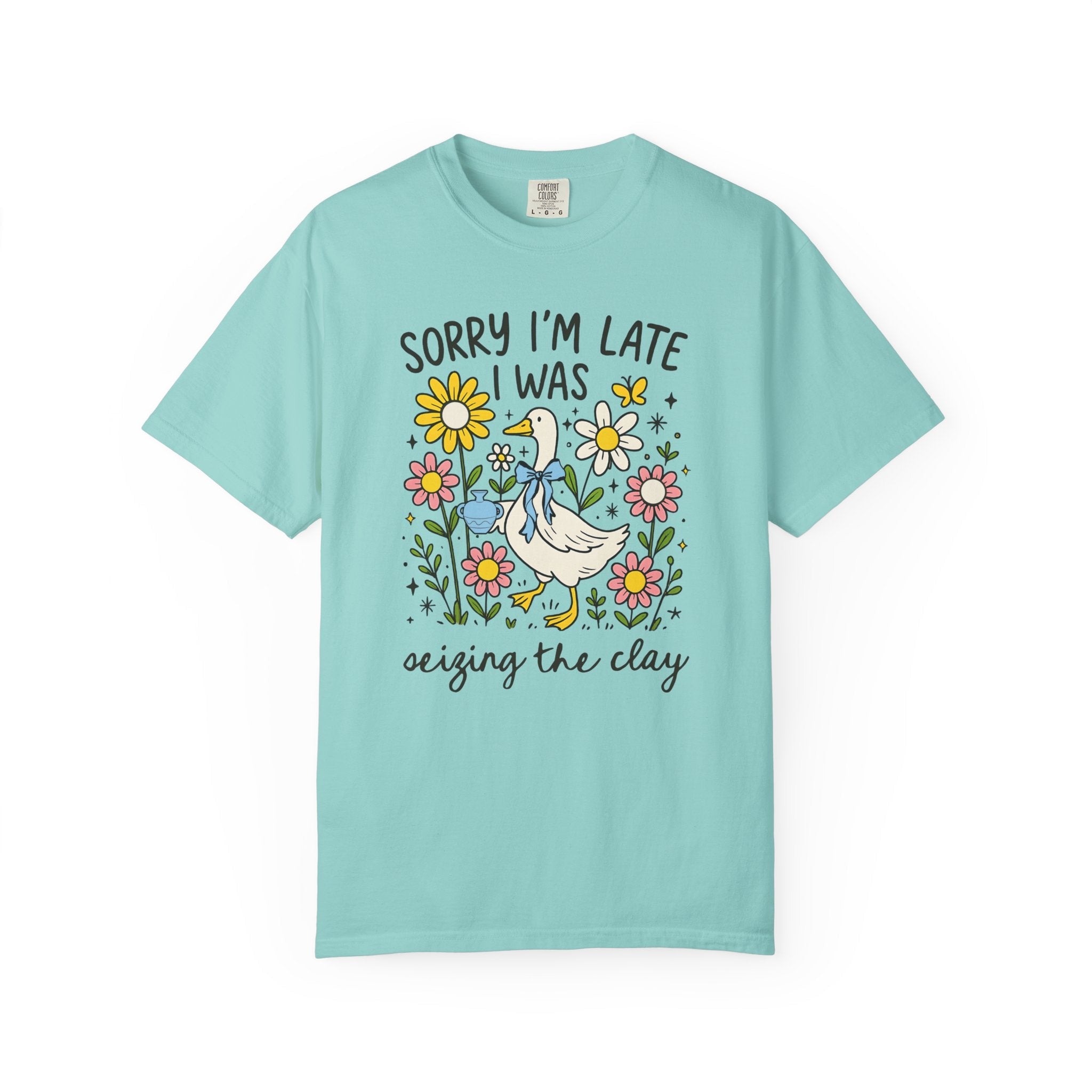 Pottery Lover Tee Shirt for Ceramic Artist or High School Pottery Teacher, Funny Saying Floral Cottagecore Art Teacher Tee with Silly Goose - Opal and June