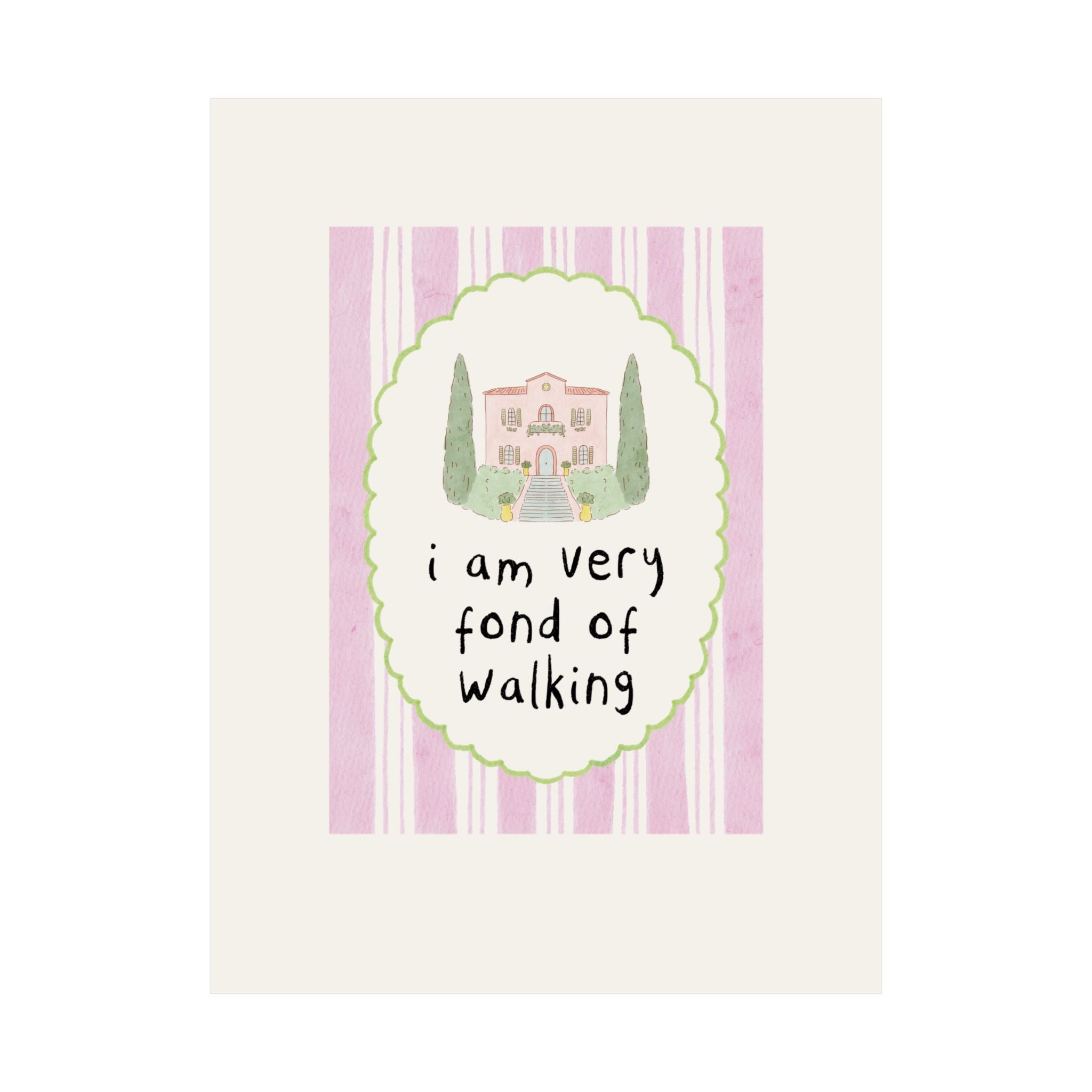 Preppy Jane Austen Poster Print for Classic Literature Bookworm or Romance Reader Who Loves Hiking and Nature: I Am Very Fond of Walking - Opal and June