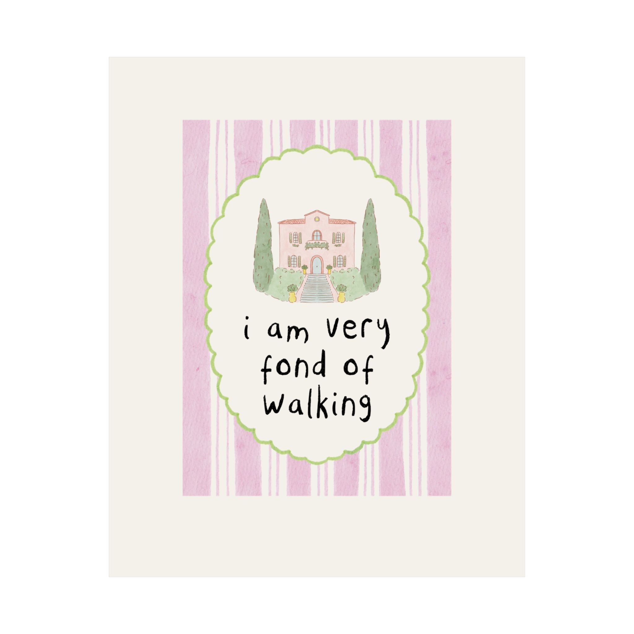 Preppy Jane Austen Poster Print for Classic Literature Bookworm or Romance Reader Who Loves Hiking and Nature: I Am Very Fond of Walking - Opal and June